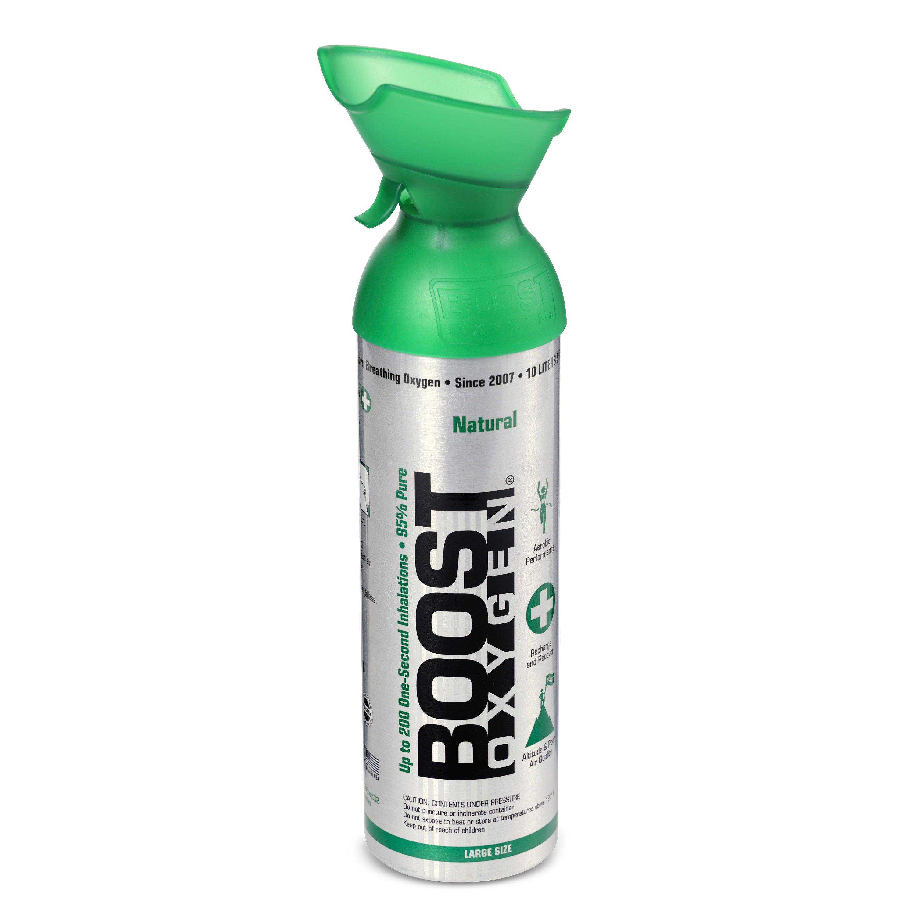 Boost Oxygen Natural Portátil 10 Litros Oxígeno Puro en Botella, Sin Sabor (Paquete de 18)