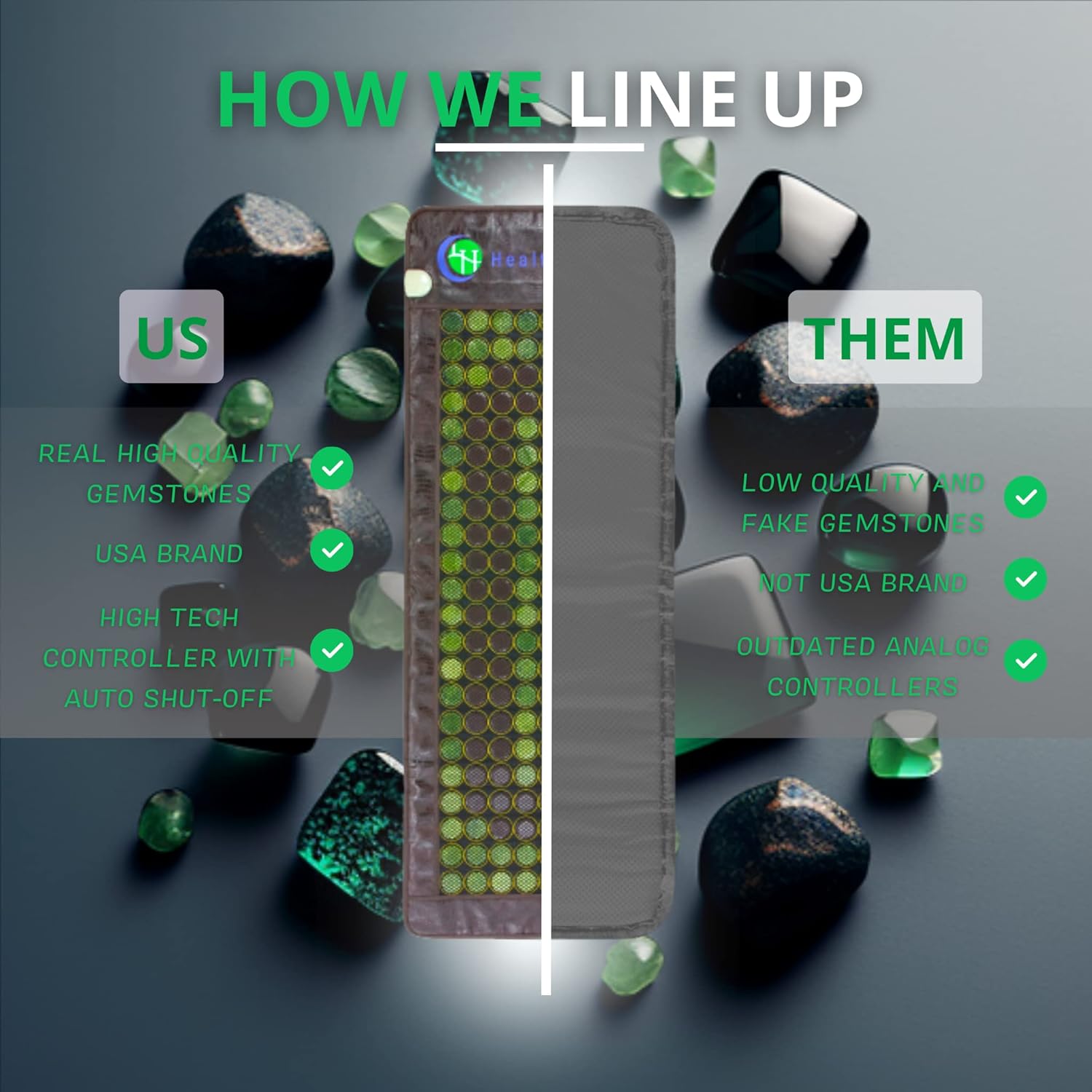 Almohadilla de Calefacción HealthyLine de Infrarrojos Lejanos – Piedras Calientes de Jade y Turmalina – Iones Negativos – Tapete de Malla JT Completo 7224 Soft Light InfraMat Pro®