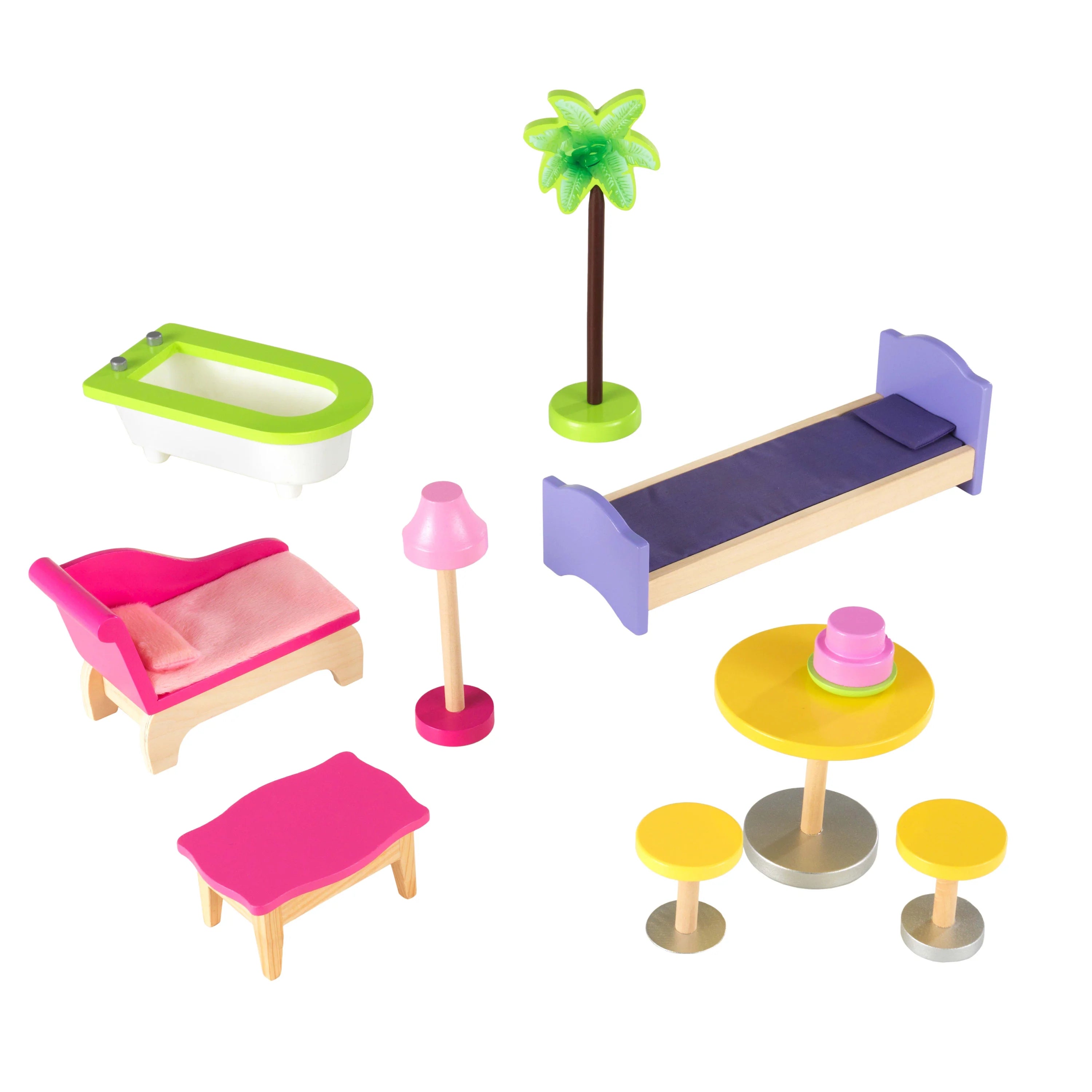 Casa de Muñecas de Madera KidKraft Kayla con Juego de Muebles de 10 Piezas, Casi 4 Pies de Altura