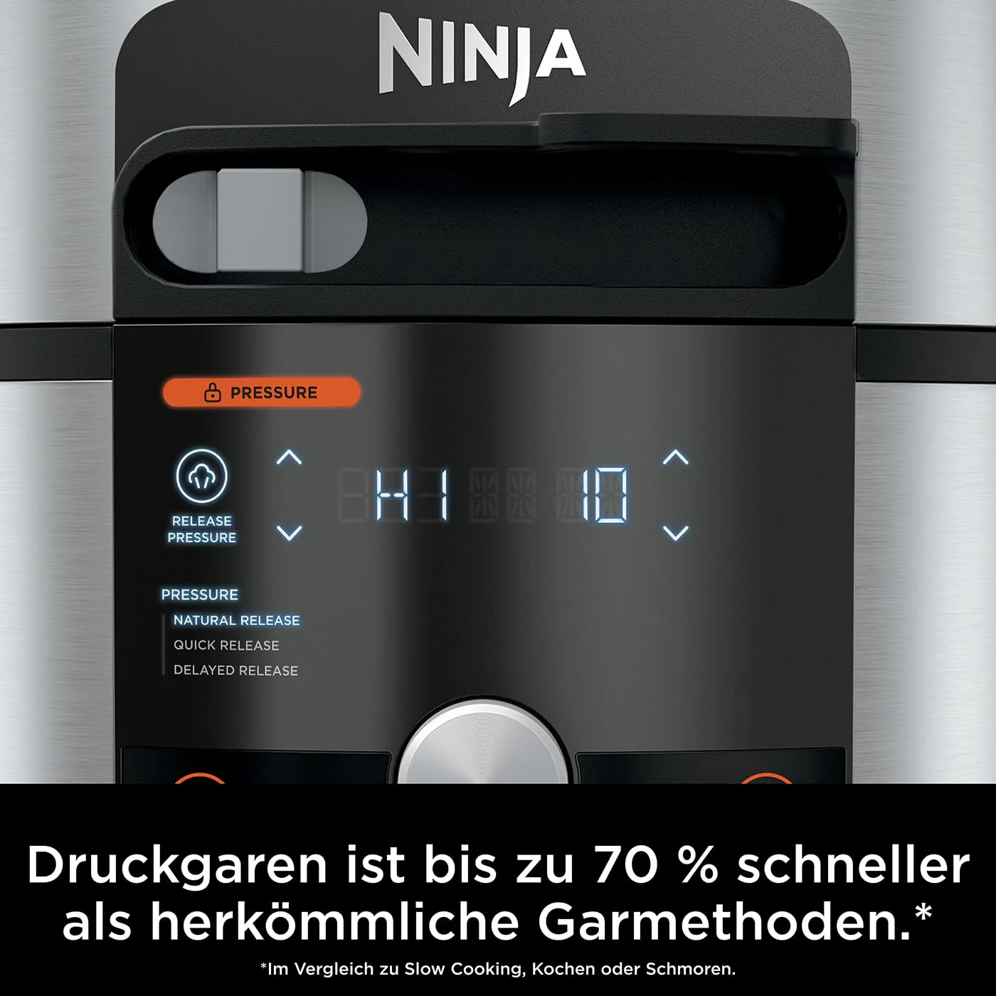 2025 Ninja Foodi MAX Olla Multifunción con Tapa Inteligente, 7,5 L, Olla Multifunción 14 en 1, Olla a Presión, Freidora de Aire, Cocina Lenta, Sensor Digital de Temperatura, Acero Inoxidable, OL750EU