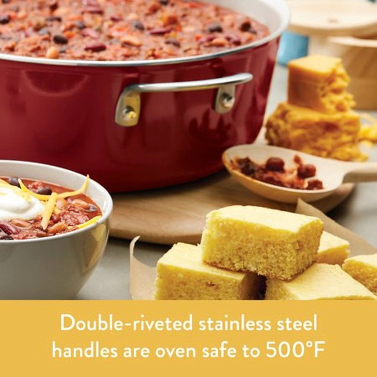 Juego de Ollas y Sartenes Antiadherentes de Esmalte de Porcelana de 10 Piezas de Ayesha Curry, Color Rojo Sienna