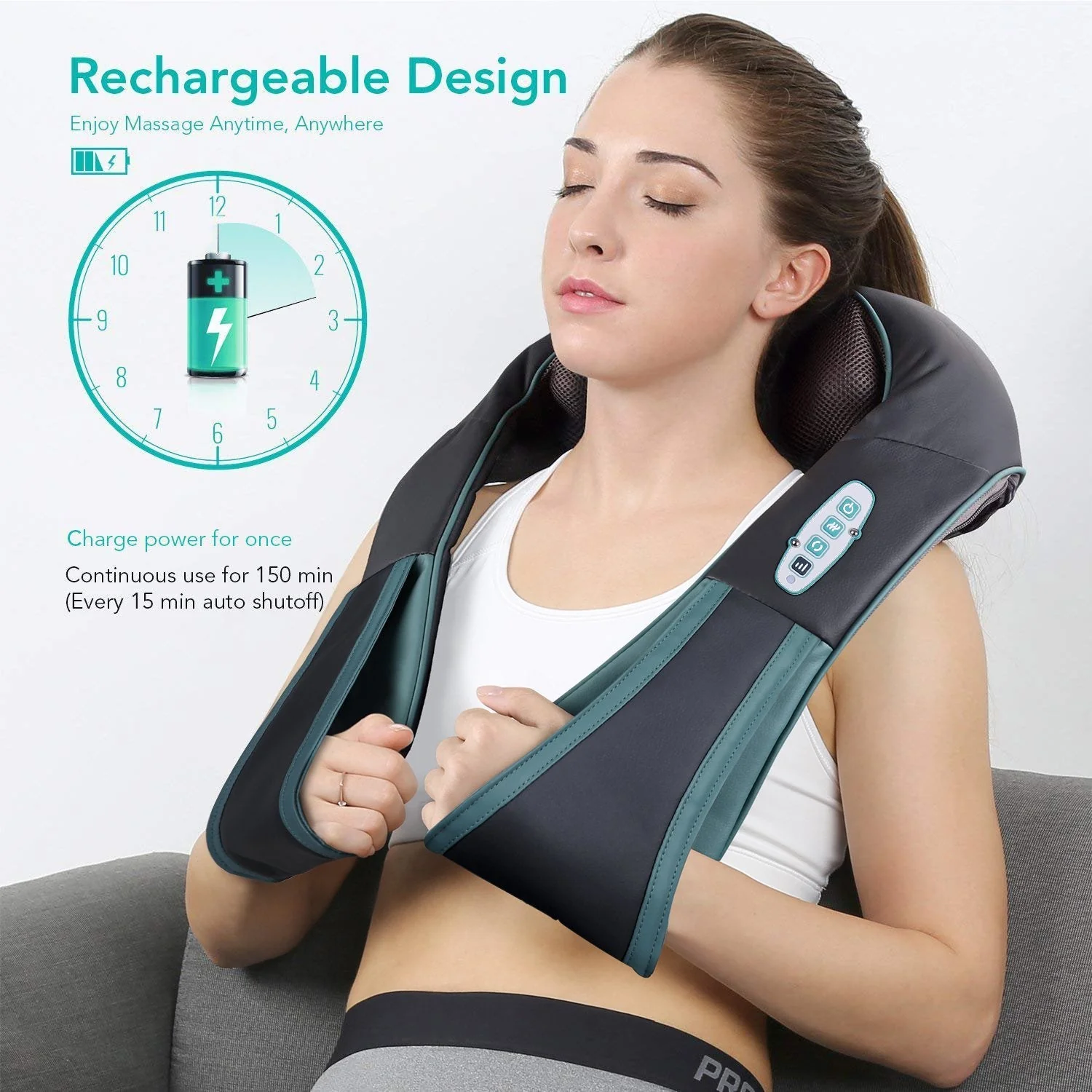 2025 Naipo MGS-N12CS – Masajeador Inalámbrico Shiatsu para Cuello y Hombros