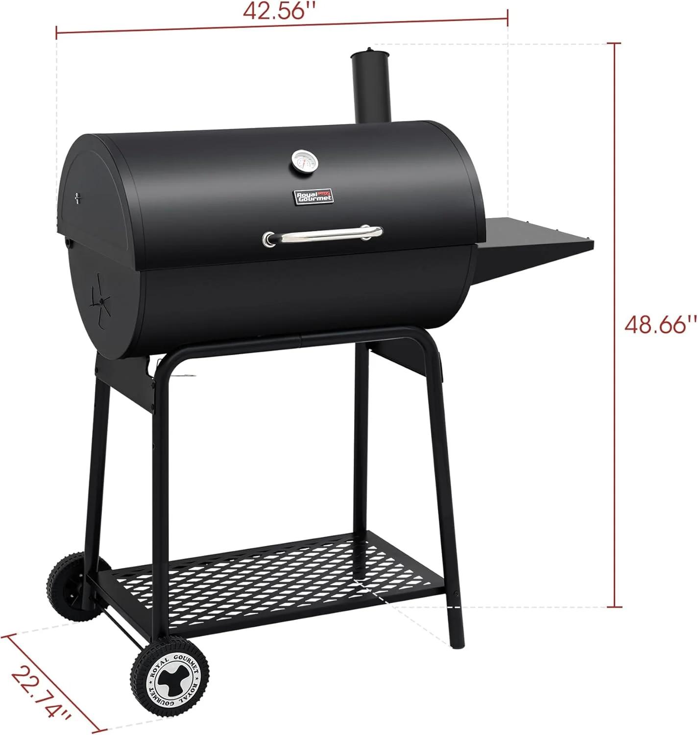 2025 Parrilla de carbón Royal Gourmet CC1830 de 30 pulgadas con mesa lateral, barbacoa exterior con 627 pulgadas cuadradas de espacio de cocción para jardín, terraza y fiestas, color negro