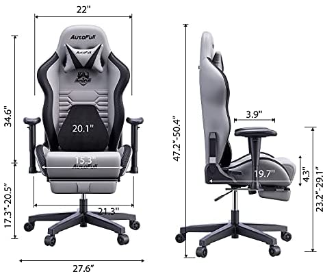Silla de Oficina Gaming AutoFull con Soporte Lumbar Ergonómico, Estilo Racing, Cuero PU, Alta Respalda, Silla Giratoria Ajustable para PC