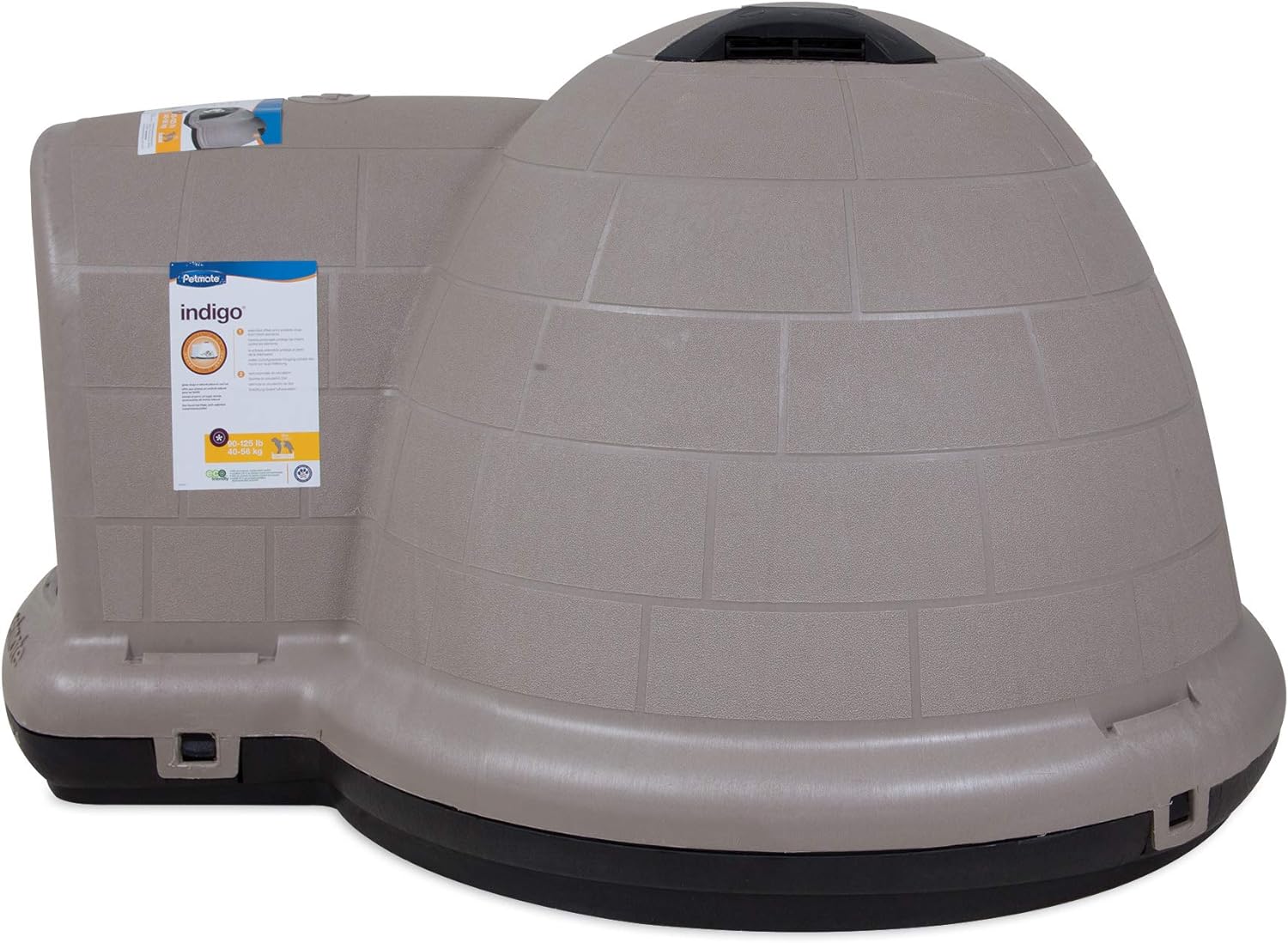 2025 Petmate Indigo Casa para Perros (Casa Tipo Igloo, Hecha en EE. UU. con 90% de Materiales Reciclados, Refugio para Mascotas con Protección para Todo Clima) para Perros Extra Grandes - 90 a 125 libras, Hecha en EE. UU.