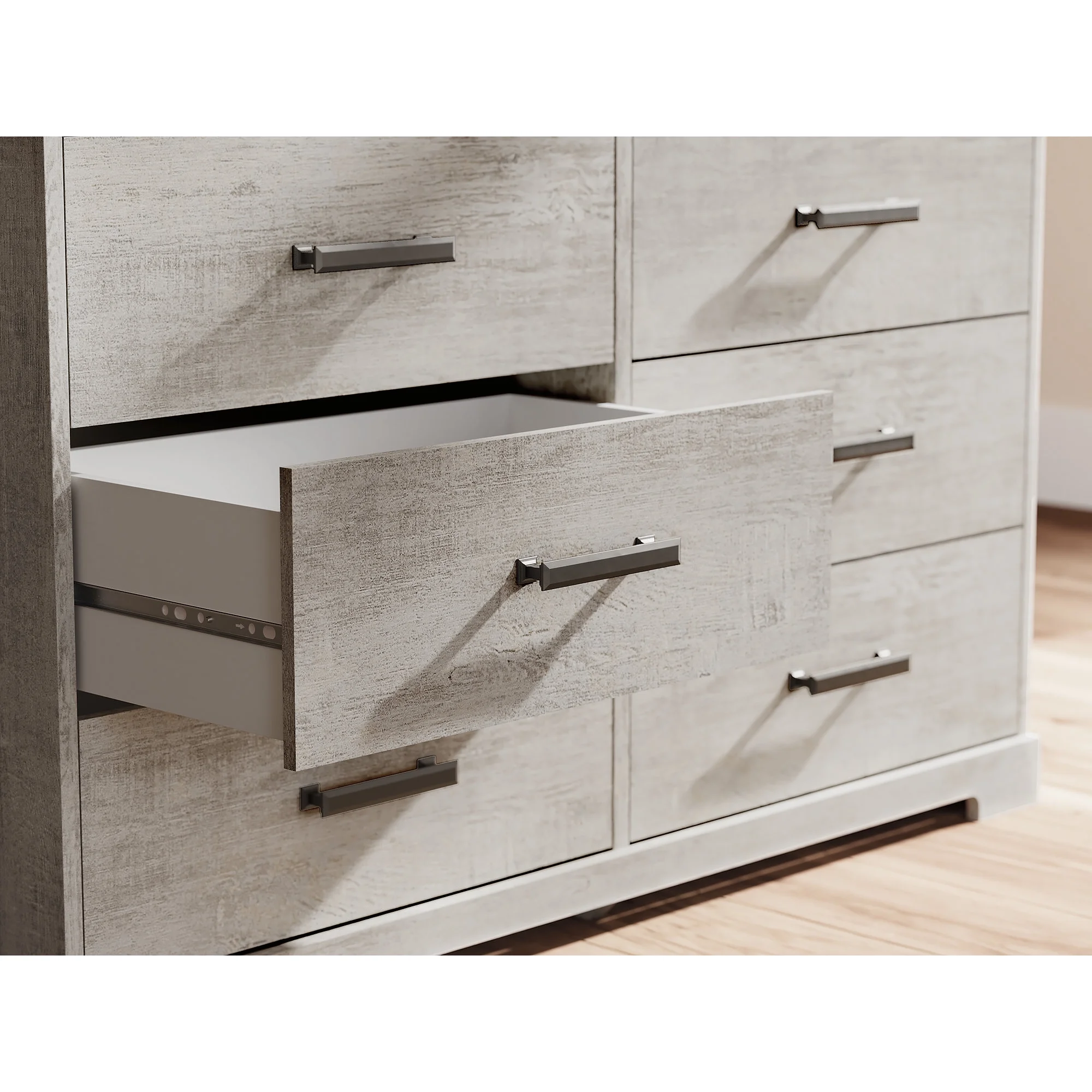 Cajonera Shawburn de 6 Cajones Estilo Granja Moderna de Signature Design by Ashley, Acabado Blanco Roto