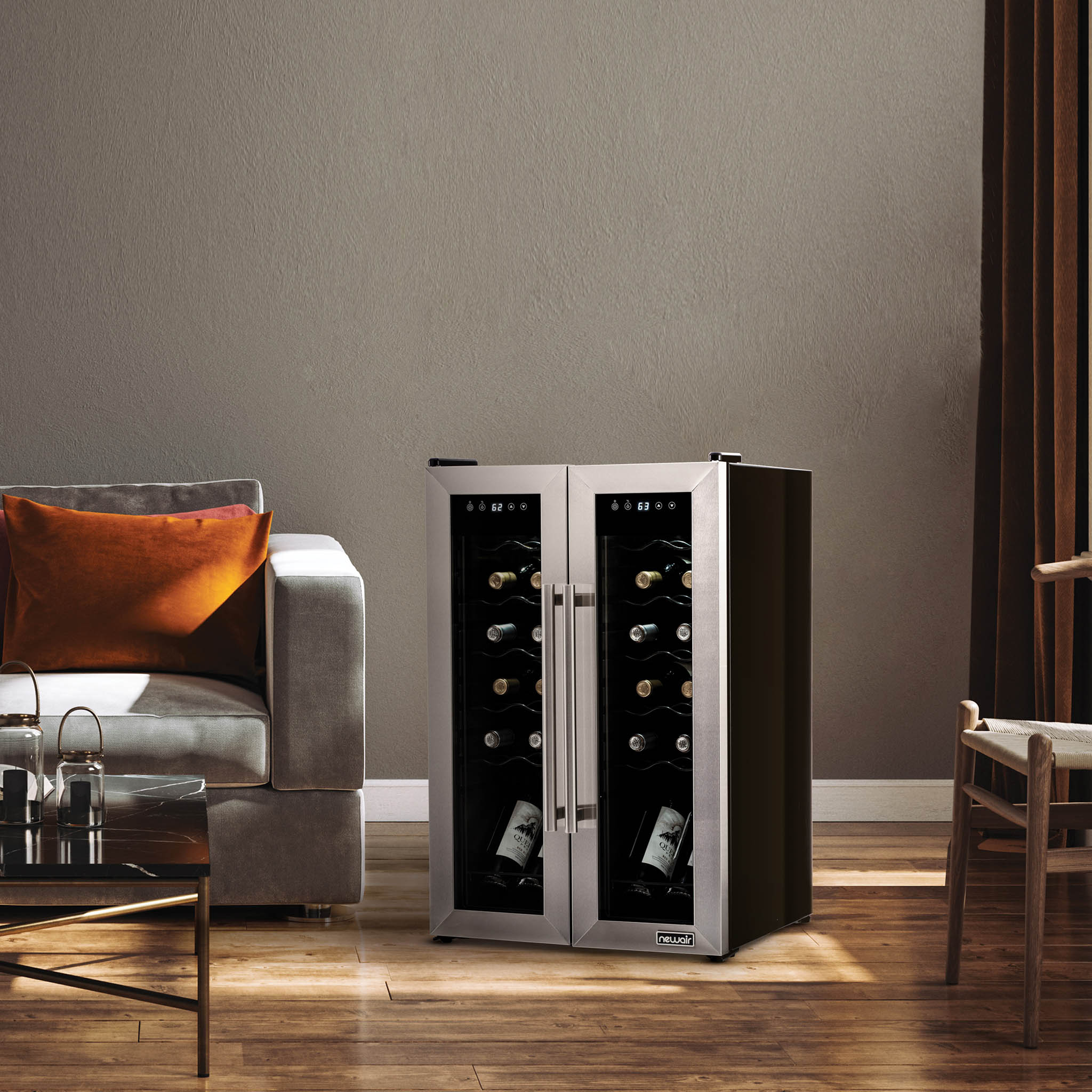 2025 Refrigerador de Vinos Independiente Newair® de Acero Inoxidable – 24 Botellas – 20