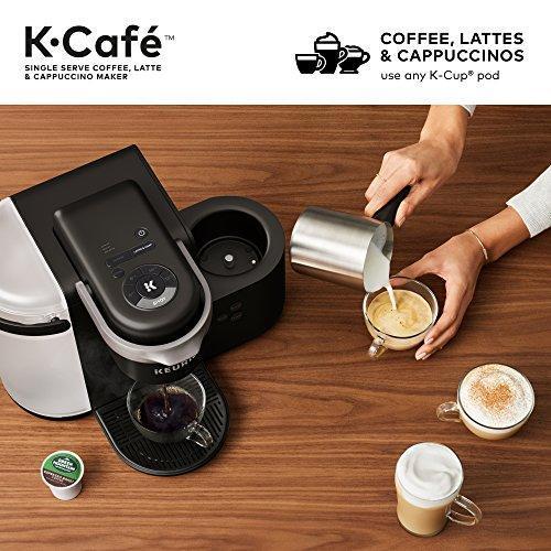 Keurig K-Cafe Cafetera de Una Taza K-Cup, para Café, Latte y Cappuccino, Incluye Espumador Apto para Lavavajillas, Capacidad para Shot de Café, Compatible con Todas las Cápsulas K-Cup, Carbón Oscuro