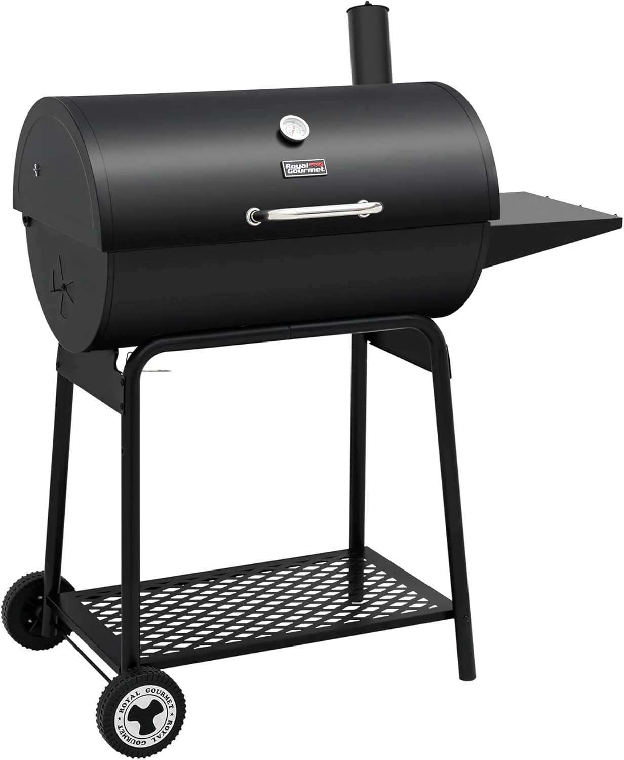 2025 Parrilla de carbón Royal Gourmet CC1830 de 30 pulgadas con mesa lateral, barbacoa exterior con 627 pulgadas cuadradas de espacio de cocción para jardín, terraza y fiestas, color negro