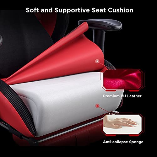 AutoFull Escritorio de Juego y Silla de Oficina con Soporte Lumbar Ergonómico, Estilo Racing, Cuero PU, Silla de Tarea Giratoria Ajustable de Espalda Alta para PC