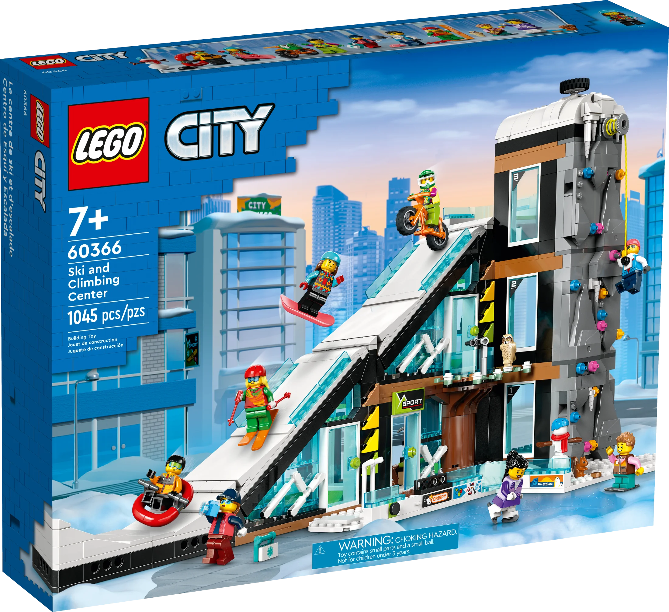 LEGO City Centro de Esquí y Escalada 60366 Set de Construcción, Edificio de 3 Niveles con Pista de Esquí, 8 Minifiguras y 2 Figuras de Animales para Juego Imaginativo de Deportes de Invierno, Idea de Regalo Divertida para Niños y Fans del Esquí