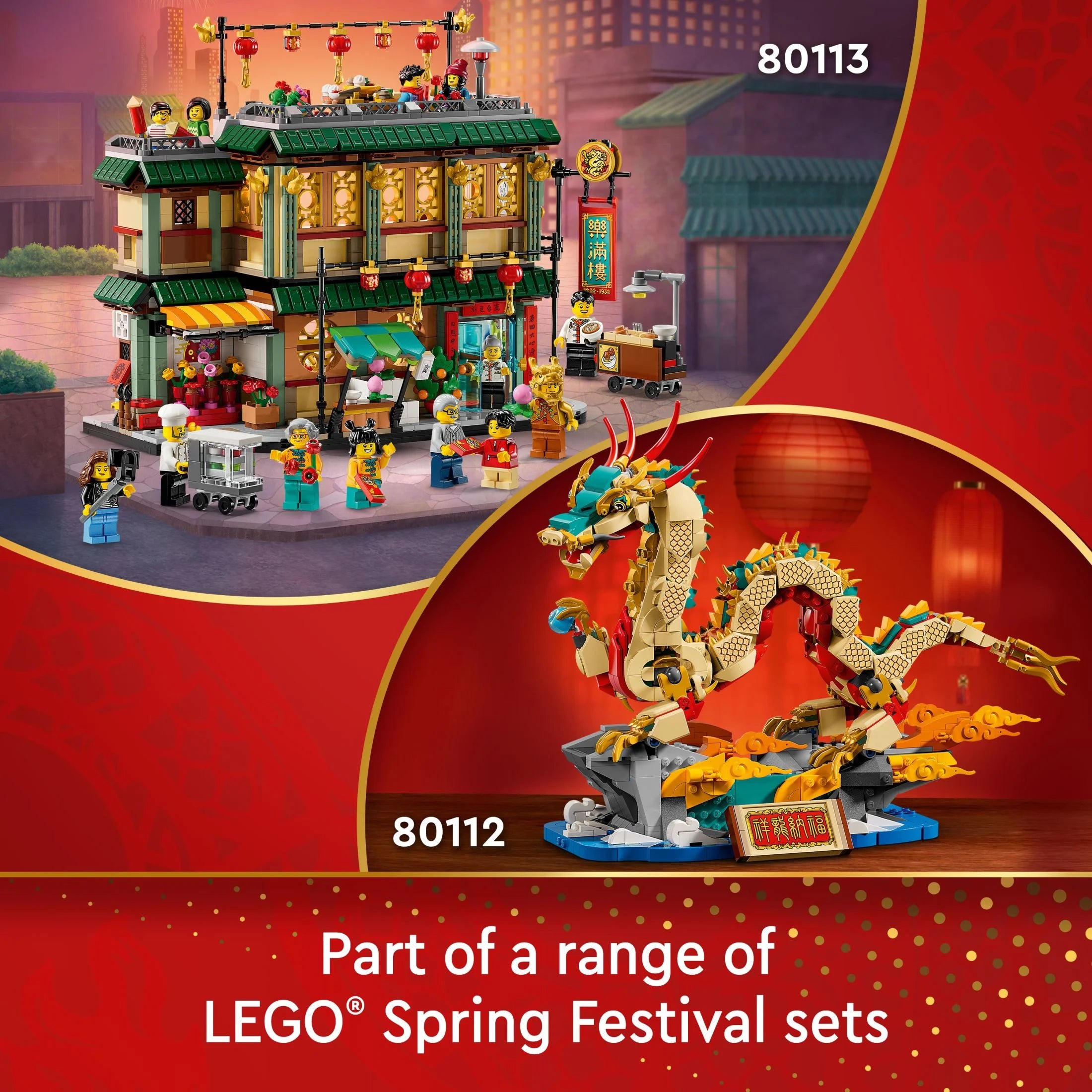 LEGO Festival de Primavera Dragón Auspicioso Figura Construible, Juguete Educativo para Niños, Set de Construcción de Dragón, Gran Decoración para el Festival de Primavera o Regalo Único para Niños y Niñas de 10 Años en Adelante, 80112