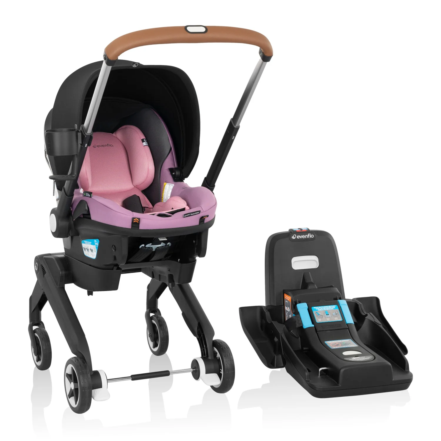2025 Evenflo Shyft DualRide Combo Asiento de Coche-Brouette con Almacenamiento Carryall y Capota Extensible