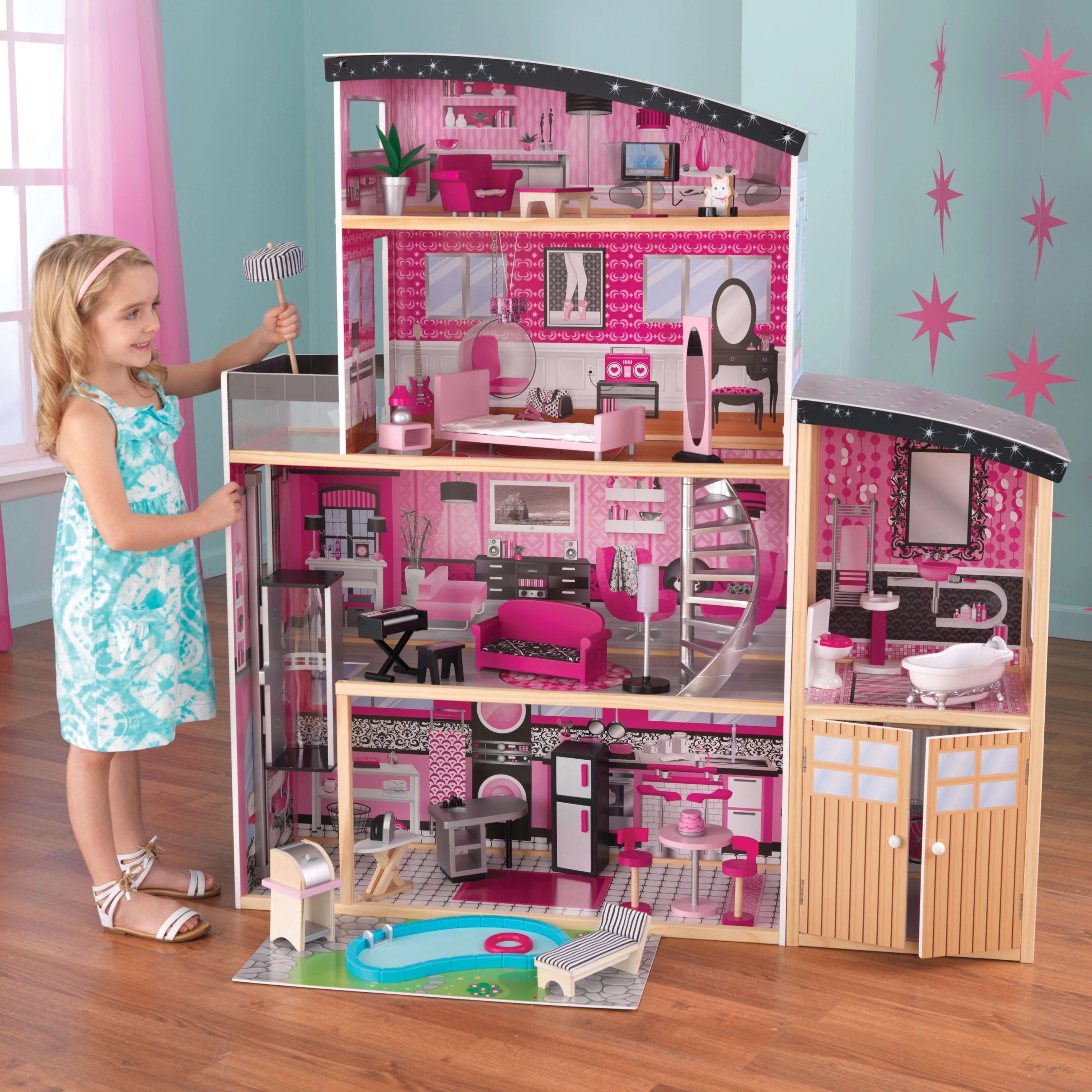 Casa de Muñecas de Madera KidKraft Sparkle Mansion con 30 Accesorios