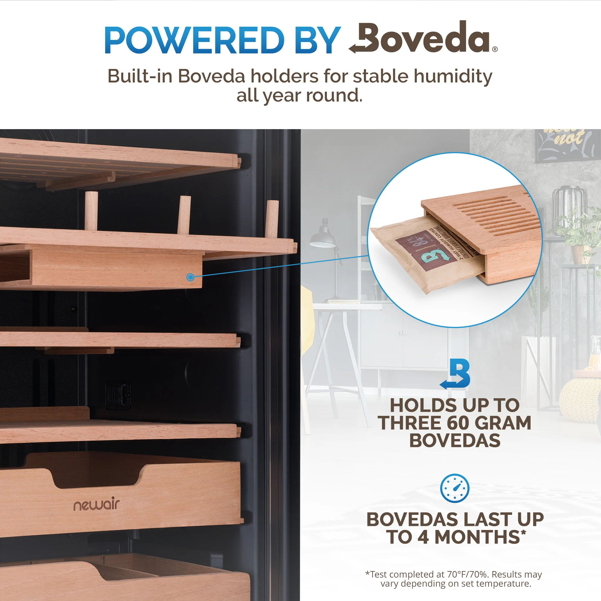 2025 Humidificador eléctrico para puros Newair® x Boveda – Capacidad para 500 puros