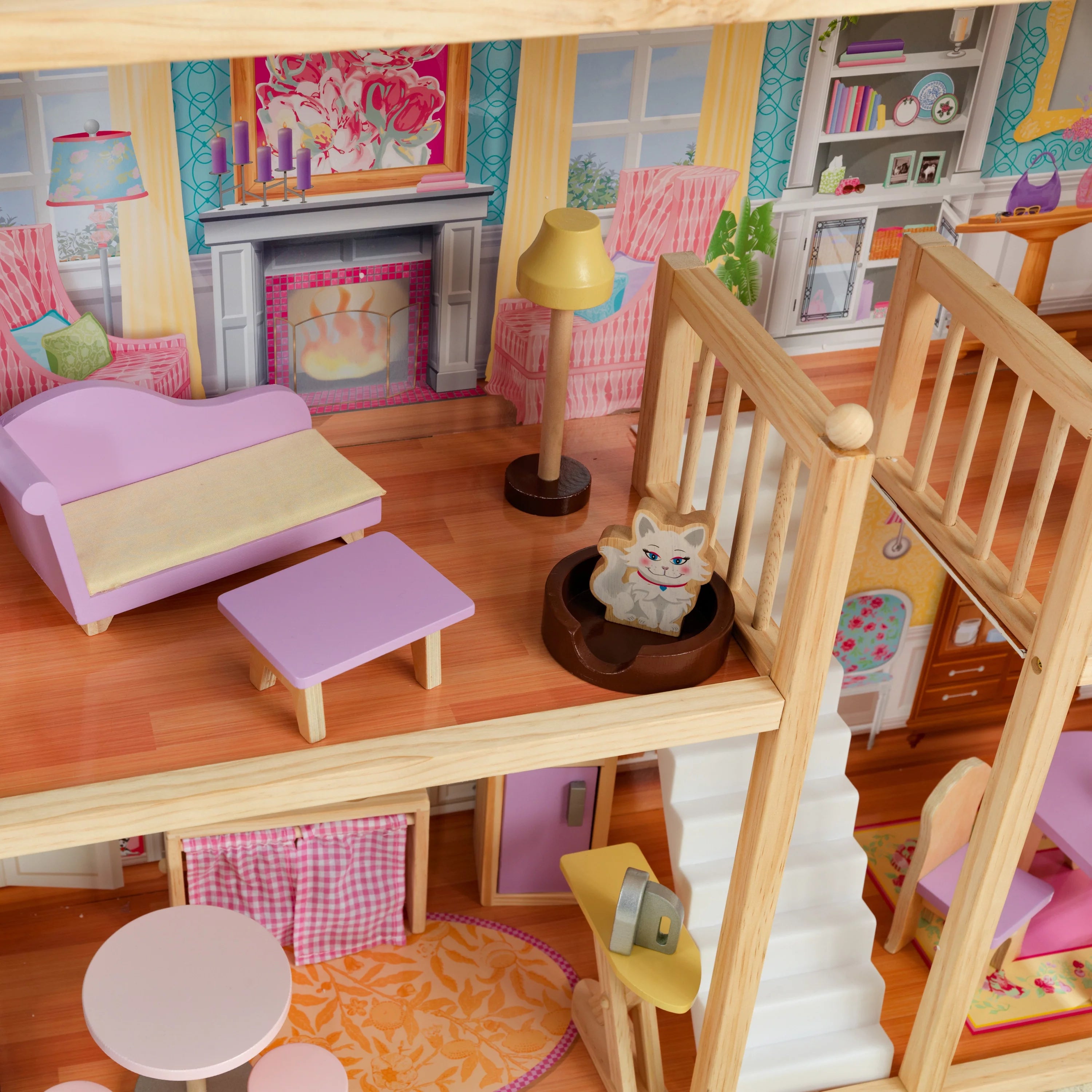 Casa de Muñecas de Madera KidKraft Grand View Mansion con 34 Accesorios, A partir de 3 años