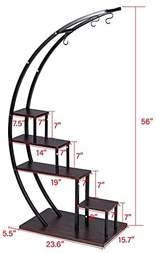 Soporte para Plantas de Metal Creativo con Forma de Media Luna, Estante Escalera para Macetas (Paquete de 2)