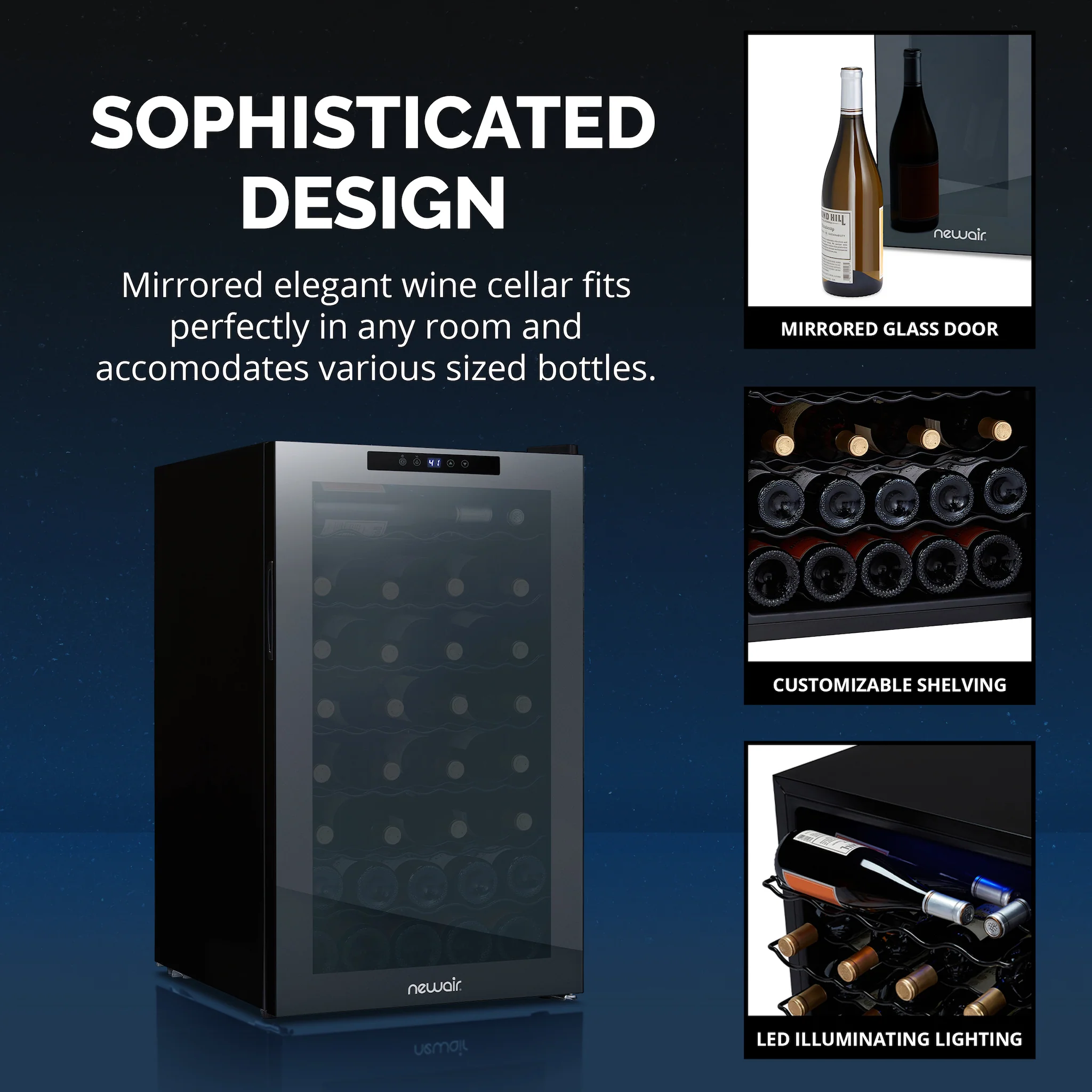 2025 Refrigerador de Vinos Independiente Newair – Negro (51 botellas)