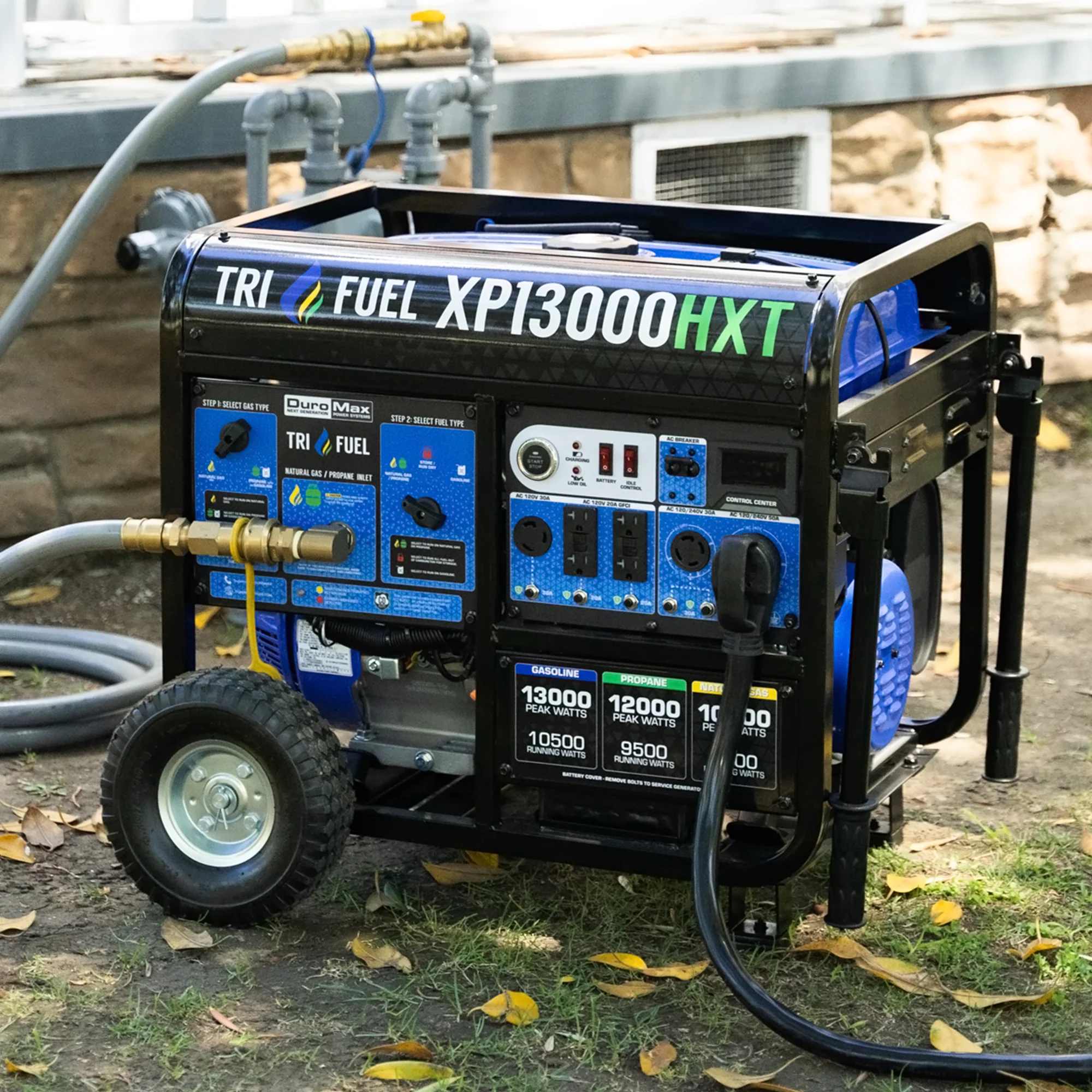 2025 Generador Portátil Trifuel 13 000 W HXT con Alerta de Monóxido de Carbono (CO)