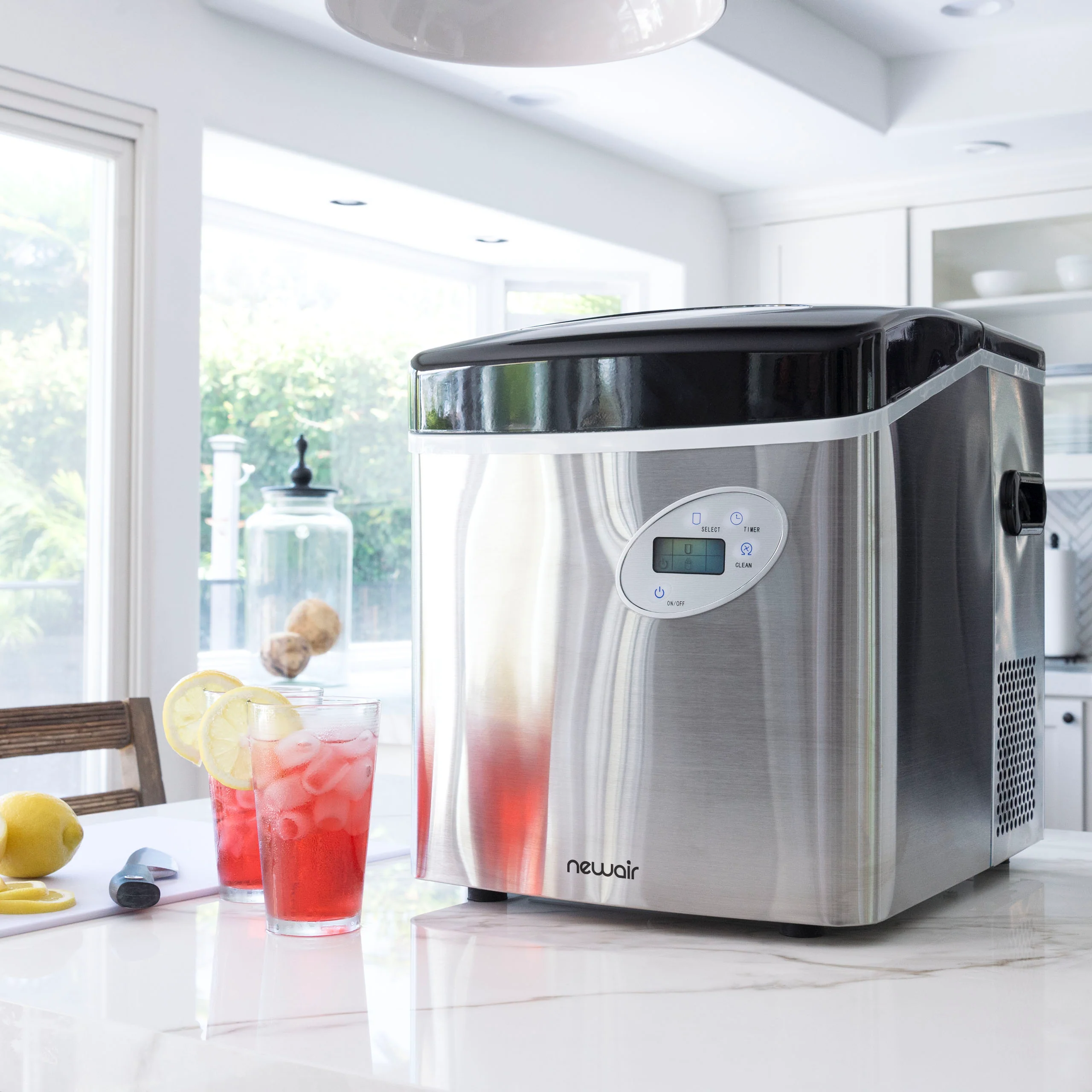 2025 Máquina de Hielo de Encimera Newair® – Cubos de Hielo en Forma de Bala, Rojo