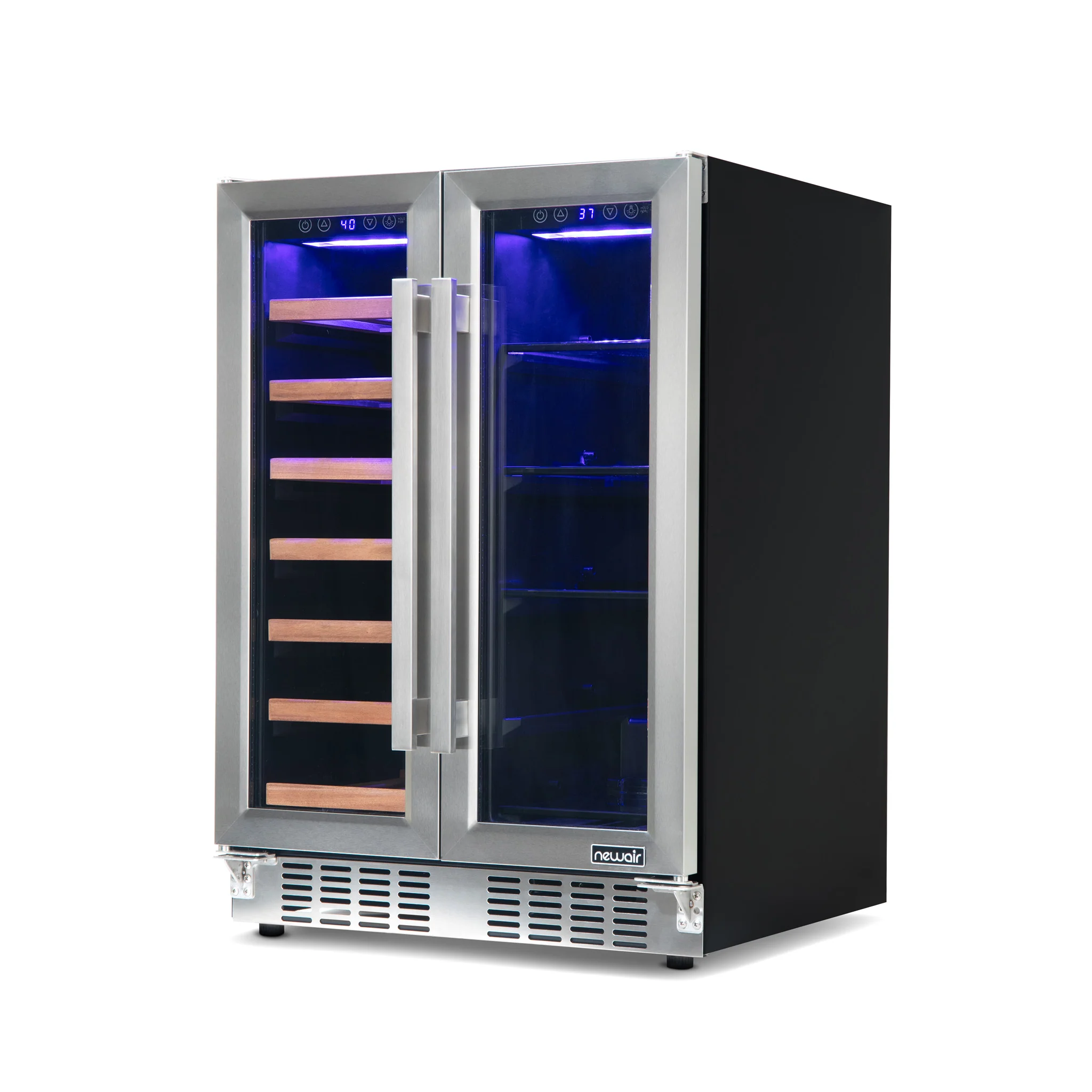 2025 Refrigerador para Vinos y Bebidas Newair – Doble Zona con Puertas Francesas (24 pulgadas)