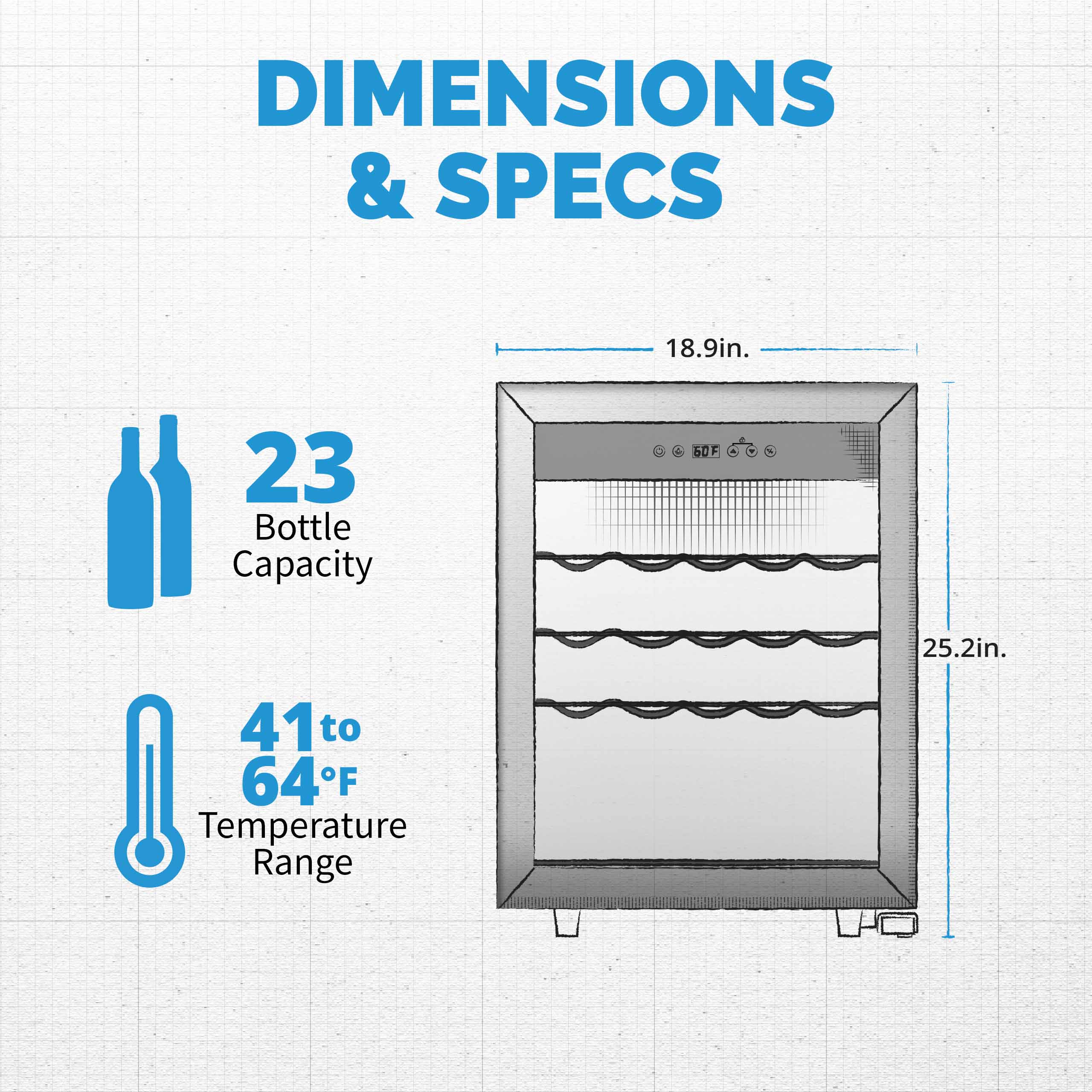 2025 Refrigerador de Vinos Independiente Newair® de Acero Inoxidable – 23 Botellas – 18,9