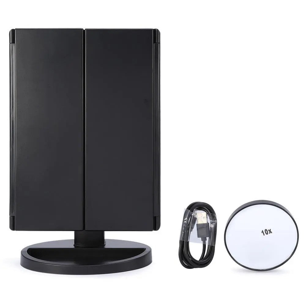 Espejo de Maquillaje Iluminado Espejo de Tocador Inteligente con Luces, 10X de Magnificación, Ajustable, 22 Luces LED