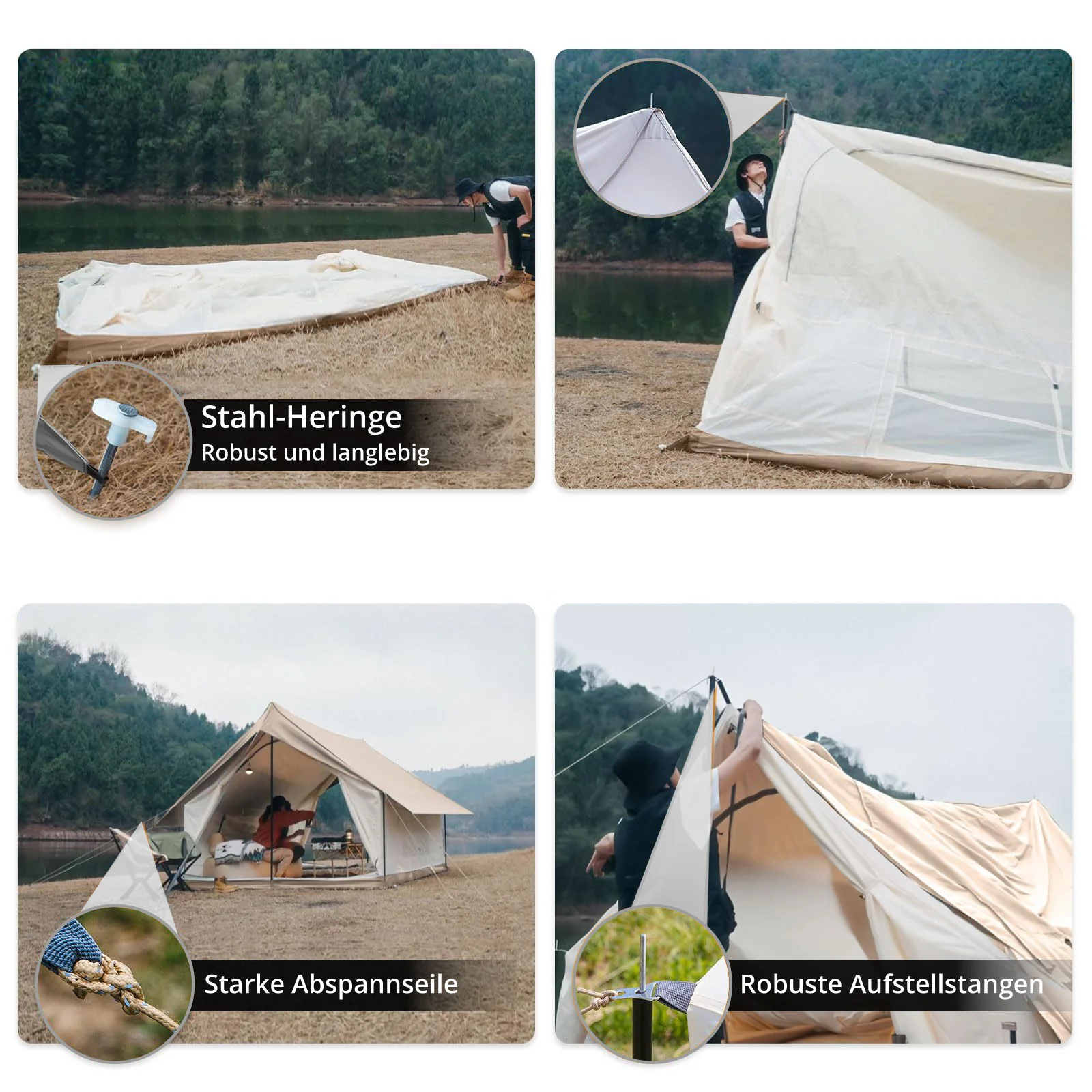 2025 KingCamp Pinehouse II – Tienda híbrida espaciosa para 4 personas, ventilación flexible y tejido técnico de mezcla de algodón