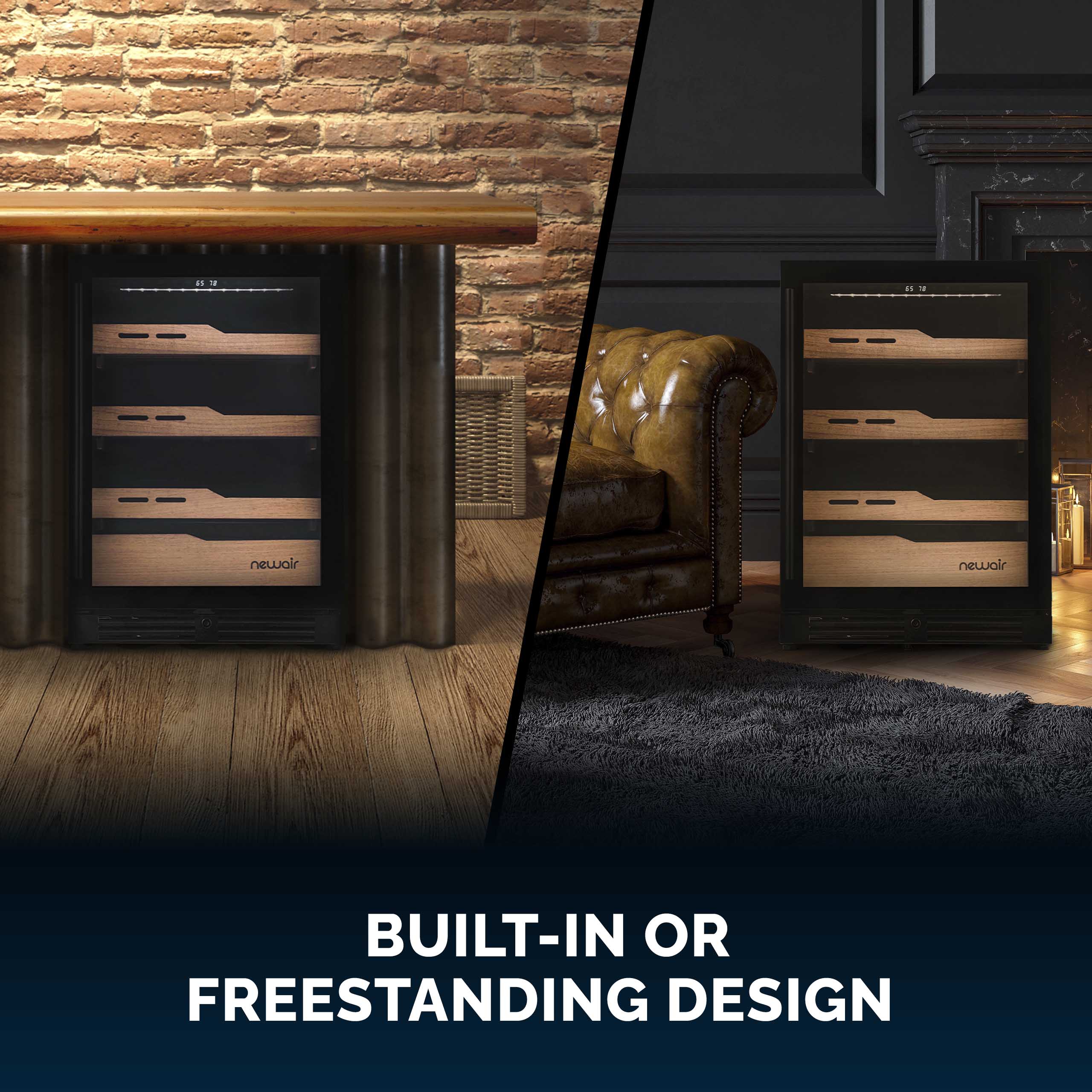 2025 Humidor eléctrico para puros Newair®, capacidad para 1,500 puros, empotrable o independiente