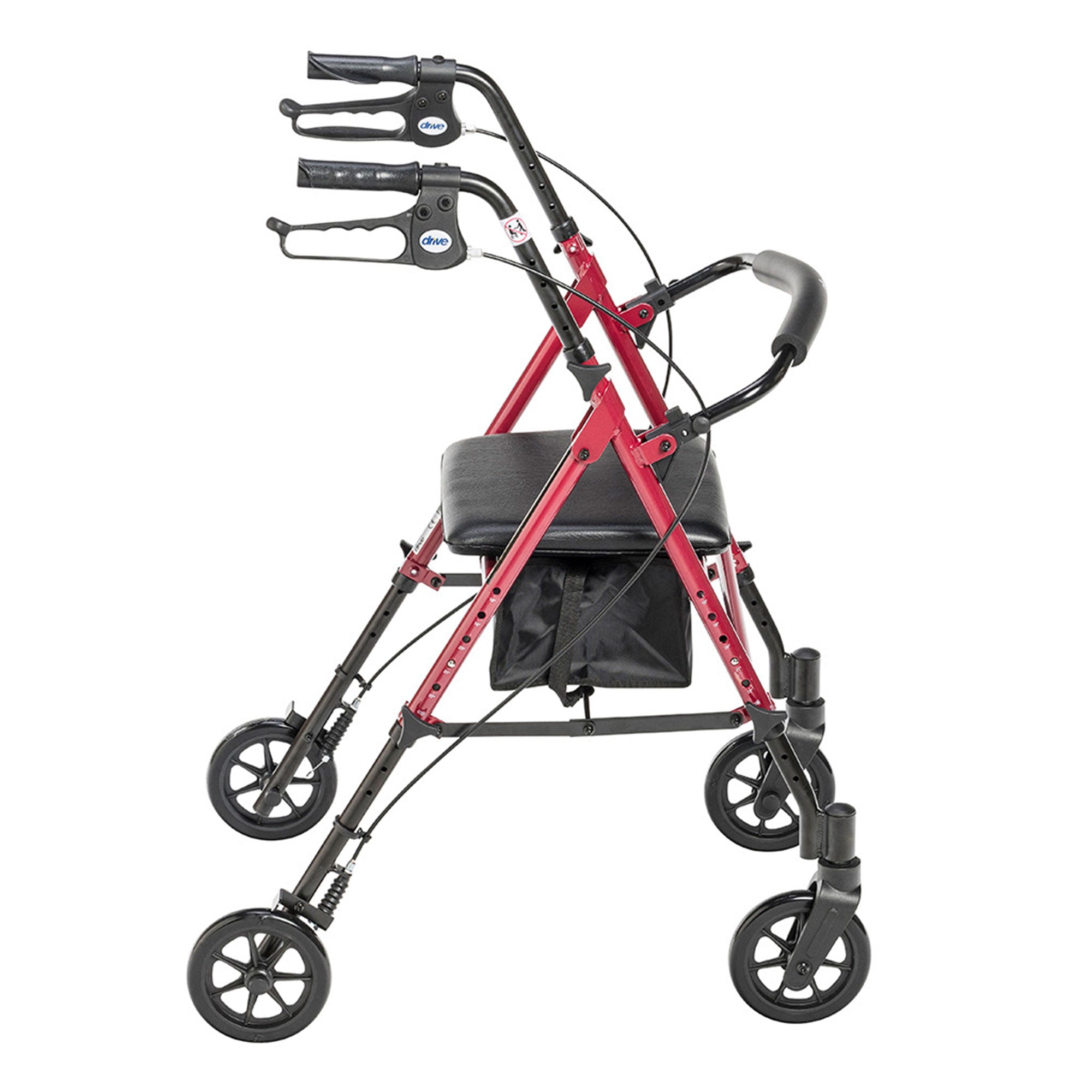 2025 Andador de altura ajustable en aluminio con ruedas de 15 cm, rojo – Drive Medical