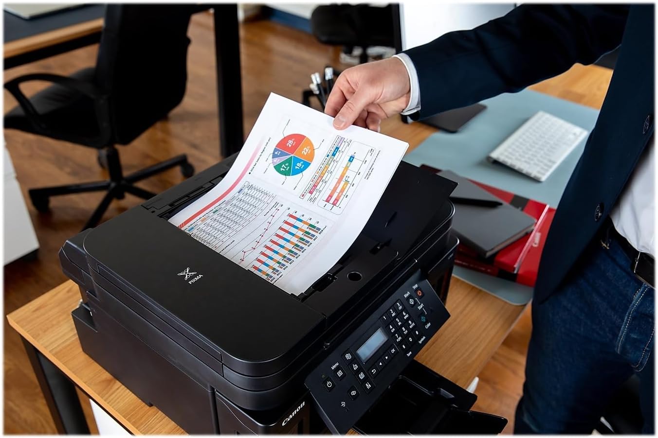 Impresora Todo en Uno para Oficina en Casa | Impresora Super Tanque Inalámbrica | Copiadora | Escáner | Fax y ADF con Impresión Móvil, Negra, Compatible con Alexa