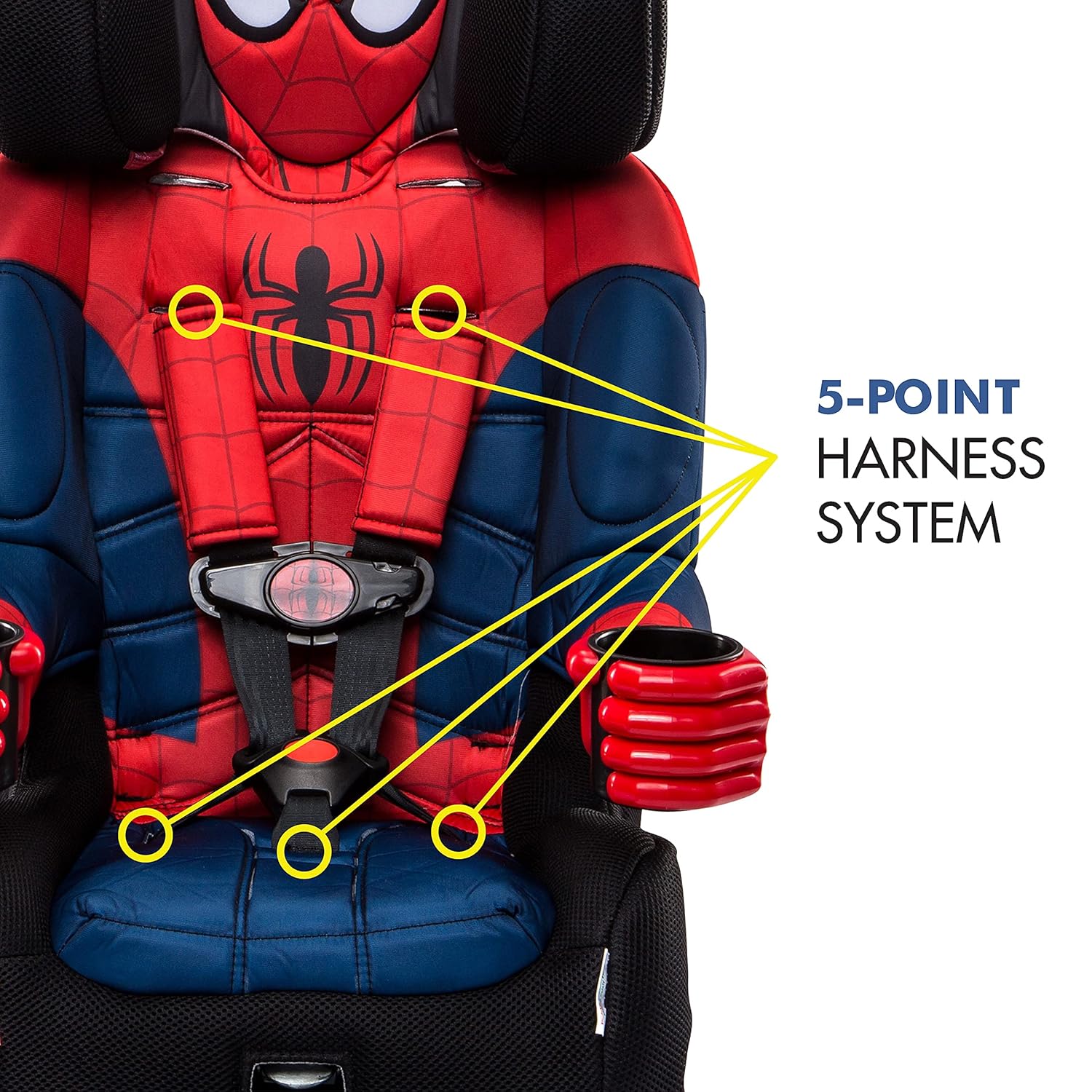 2025 Asiento Elevador KidsEmbrace Marvel Spider-Man 2 en 1 con Vista hacia Adelante y Sistema LATCH | Arnés de 5 Puntos 22-65 lbs, Convertible a Elevador con Cinturón 40-100 lbs | Ajustable