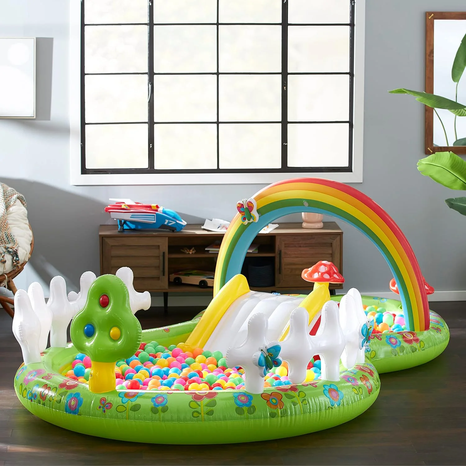 Intex Área de Juego Inflable Jungle Adventure – Piscina con Tobogán y Juegos de Agua para Niños
