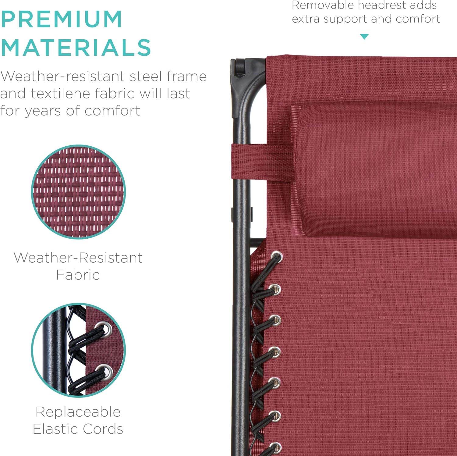 Best Choice Products – Silla Reclinable de Patio con Gravedad Cero, Ajustable y Plegable para Exteriores con Dosel, Almohada Cervical y Bandeja Lateral, Textileno – Azul Pavo Real