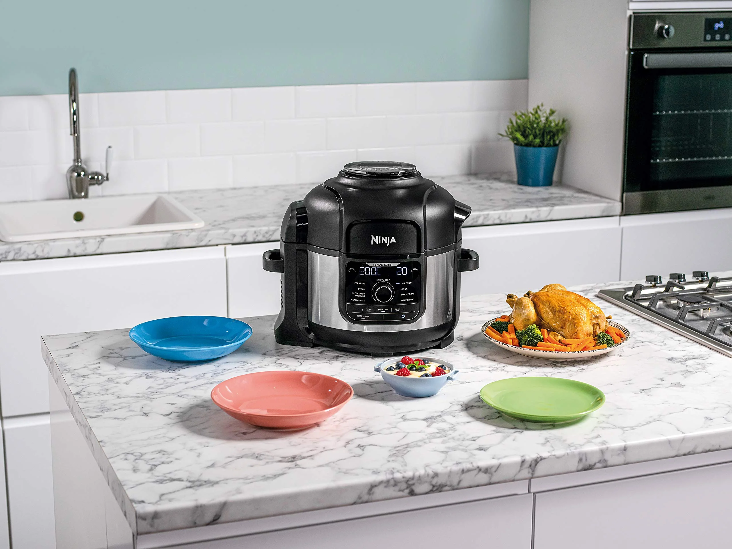 2025 Ninja Multicooker Foodi OP350UK, 9 en 1, 6 L, olla a presión eléctrica y freidora de aire, acero cepillado y negro