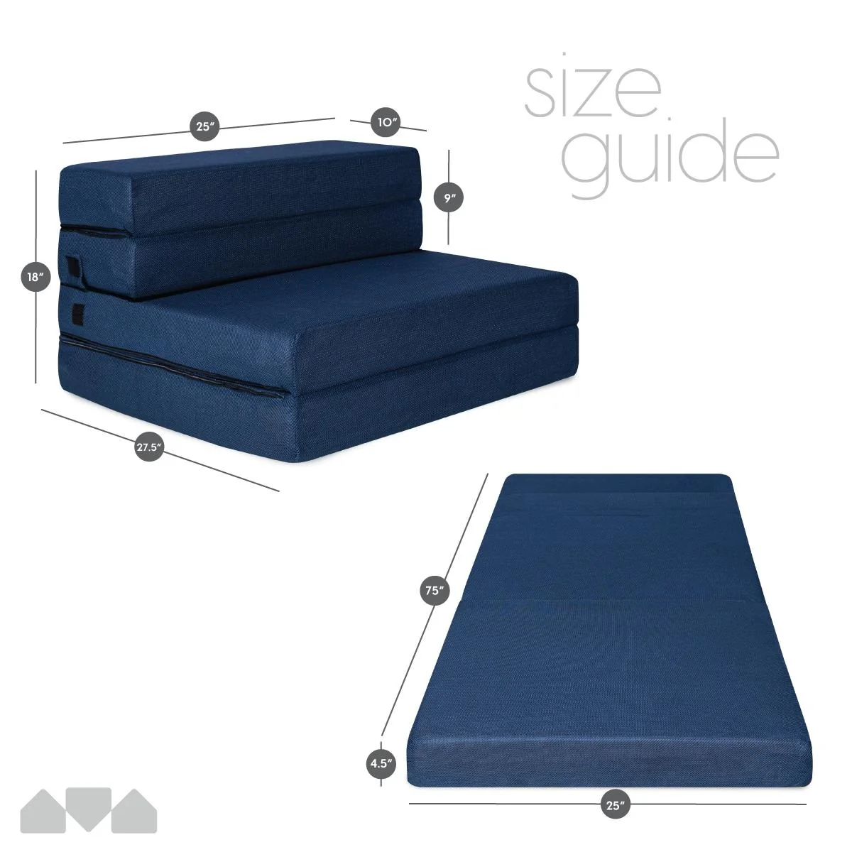 Colchón Plegable Milliard Tri-Fold de Espuma y Sofá Cama para Invitados (Individual)