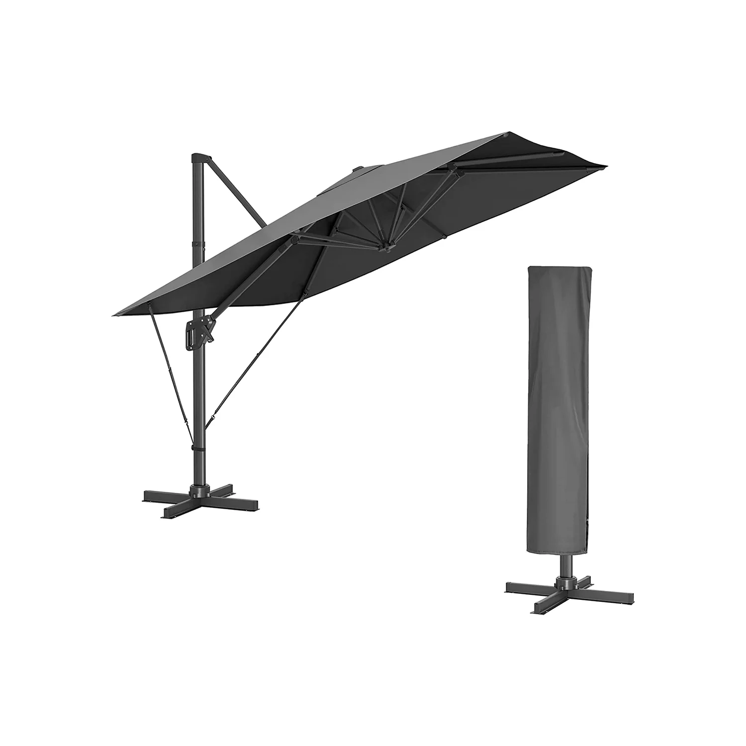 2025 Sombrilla giratoria 360° con manivela y base