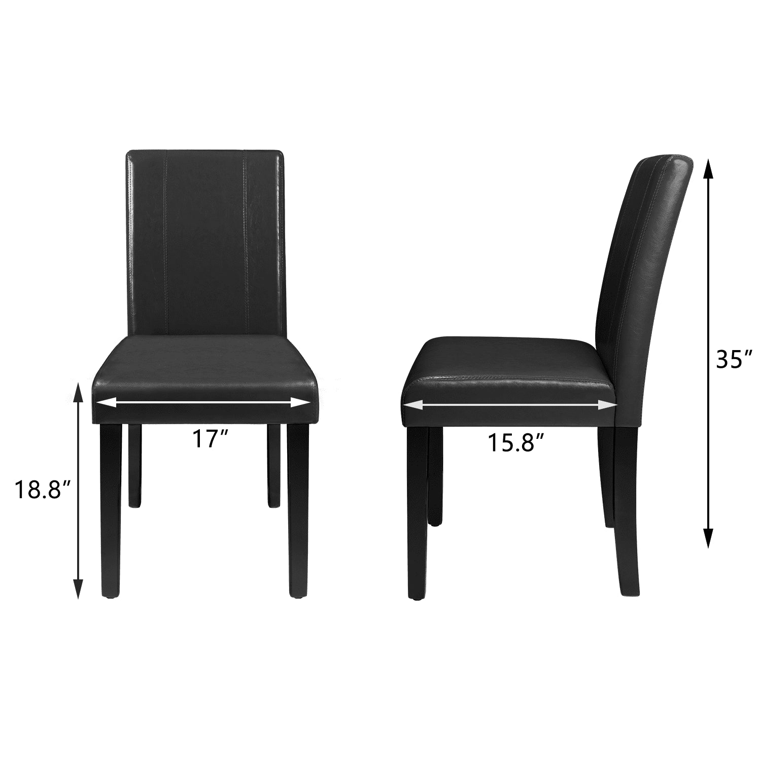 2025 Set de 4 Sillas de Comedor Lacoo Estilo Urbano con Asiento de Cuero PU y Patas de Madera, Color Negro