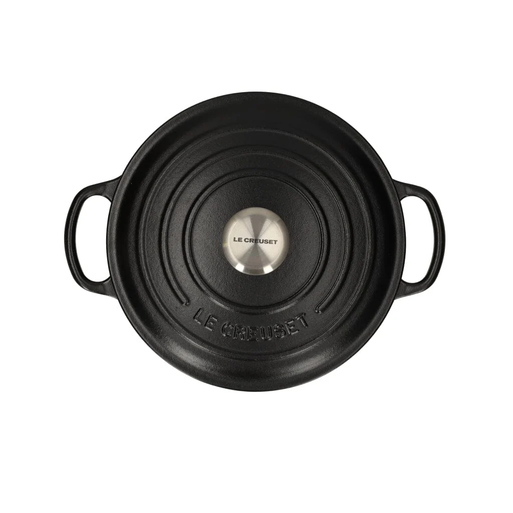 2025 Le Creuset - Sartén para asar / guisar Signature redonda negro mate 20 cm 2,4 l (interior negro)