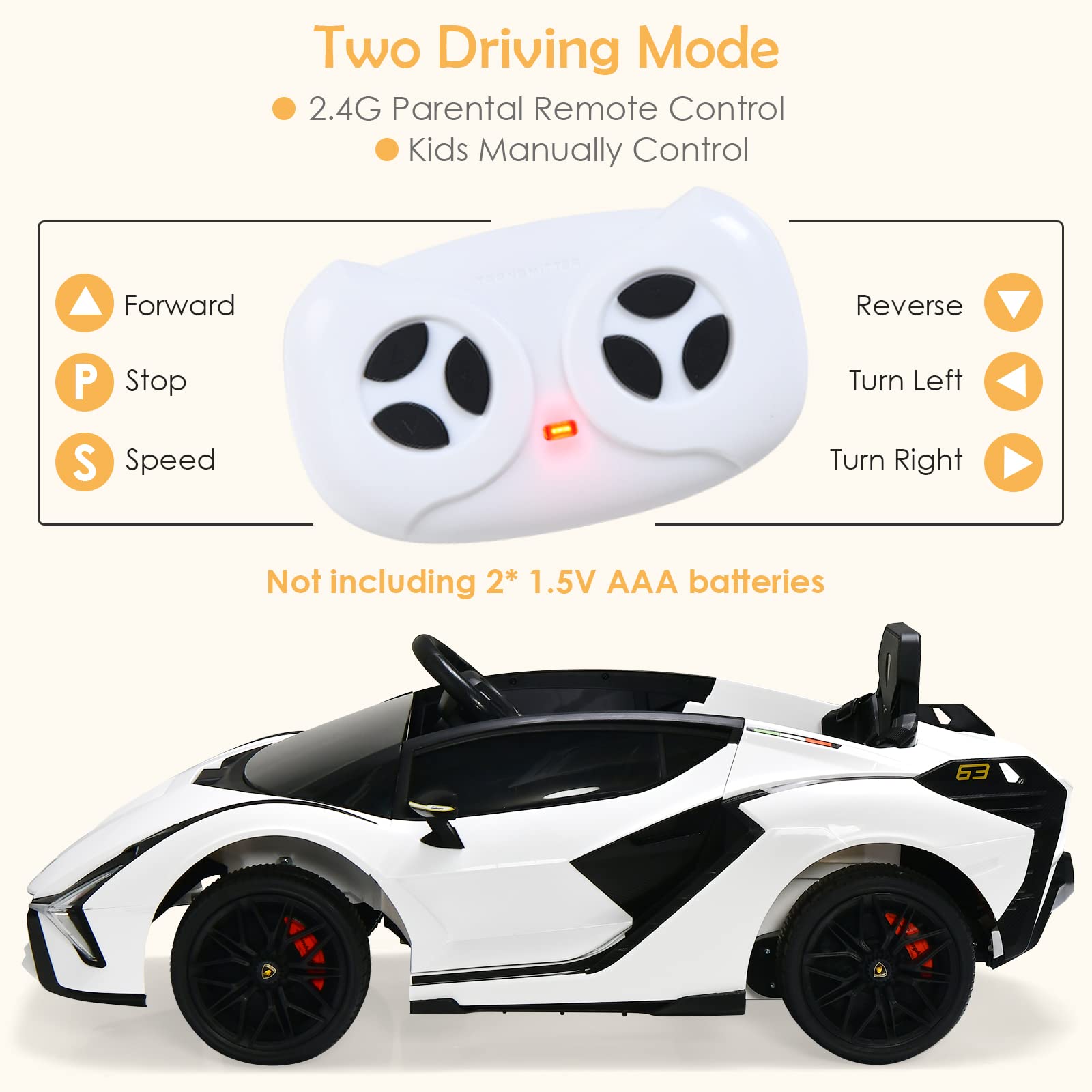 Lamborghini Licenciado Eléctrico con Suspensión y Bluetooth