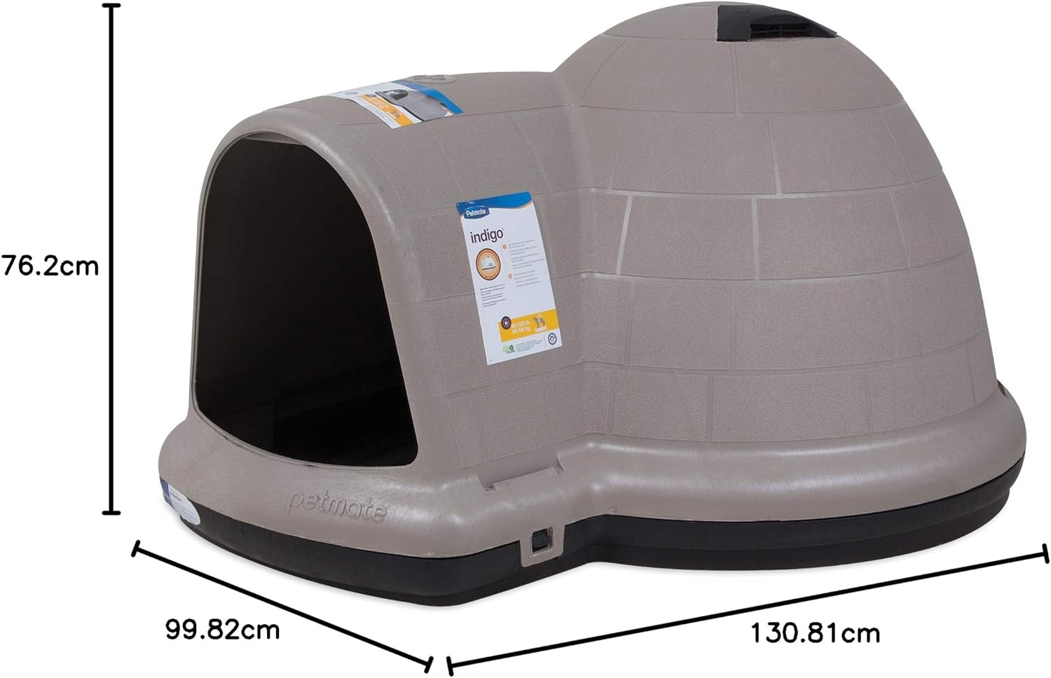 2025 Petmate Indigo Casa para Perros (Casa Tipo Igloo, Hecha en EE. UU. con 90% de Materiales Reciclados, Refugio para Mascotas con Protección para Todo Clima) para Perros Extra Grandes - 90 a 125 libras, Hecha en EE. UU.