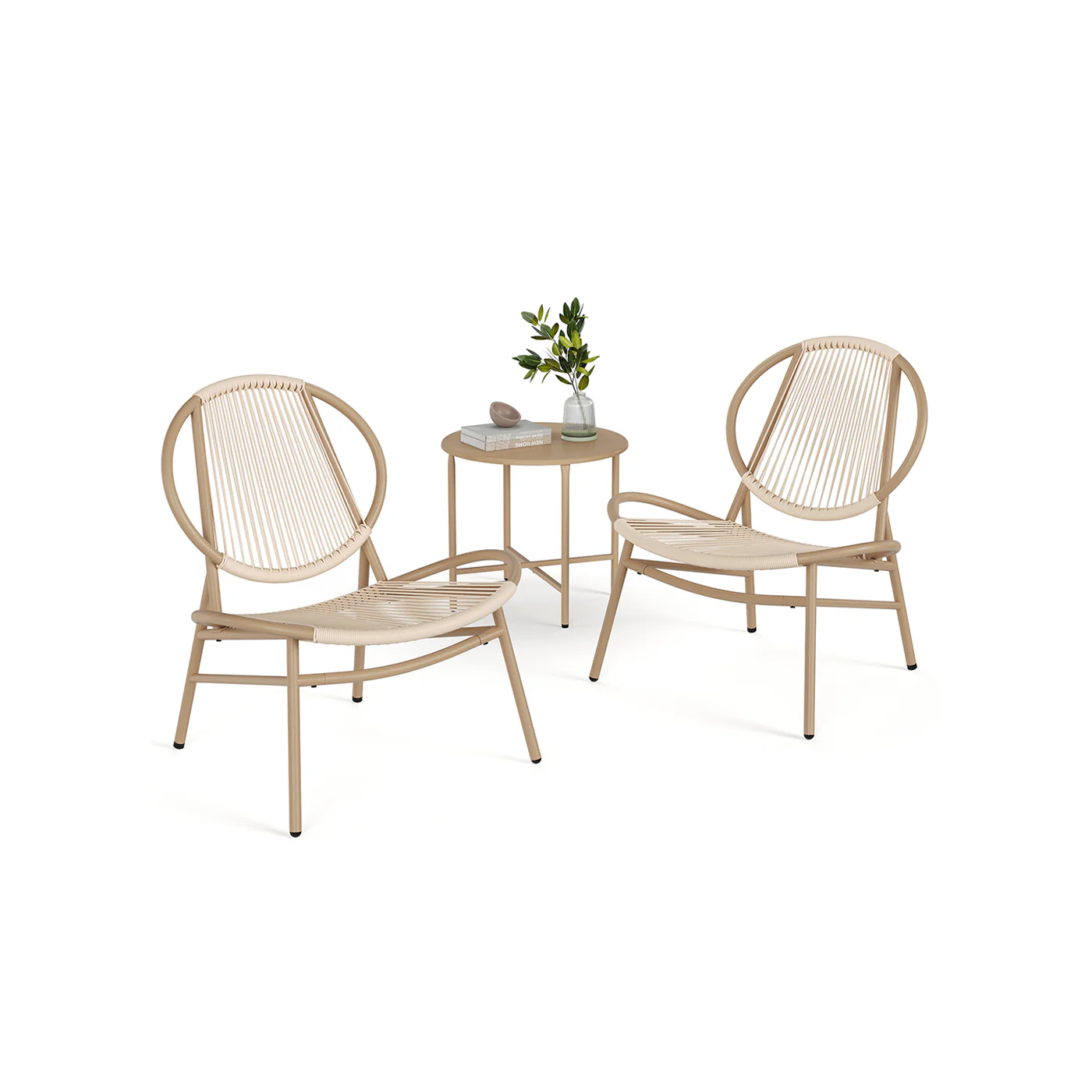 2025 Mobiliario de balcón de 3 piezas con mesa y 2 sillas