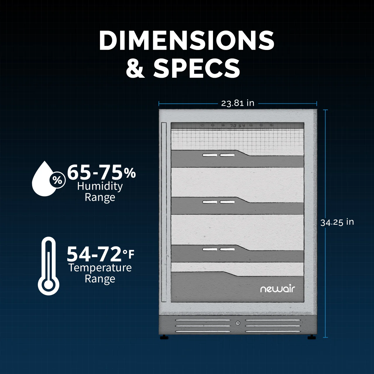 2025 Humidor eléctrico para puros Newair®, capacidad para 1,500 puros, empotrable o independiente