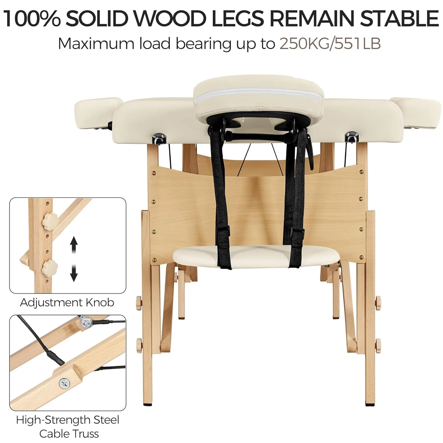 Mesa de Masajes Yaheetech – Mesa Plegable Portátil para Tratamientos, Pestañas, Spa – Mesa de Masaje Ajustable en 2 Secciones con Bolsa No Tejida, 24 pulgadas, Negra