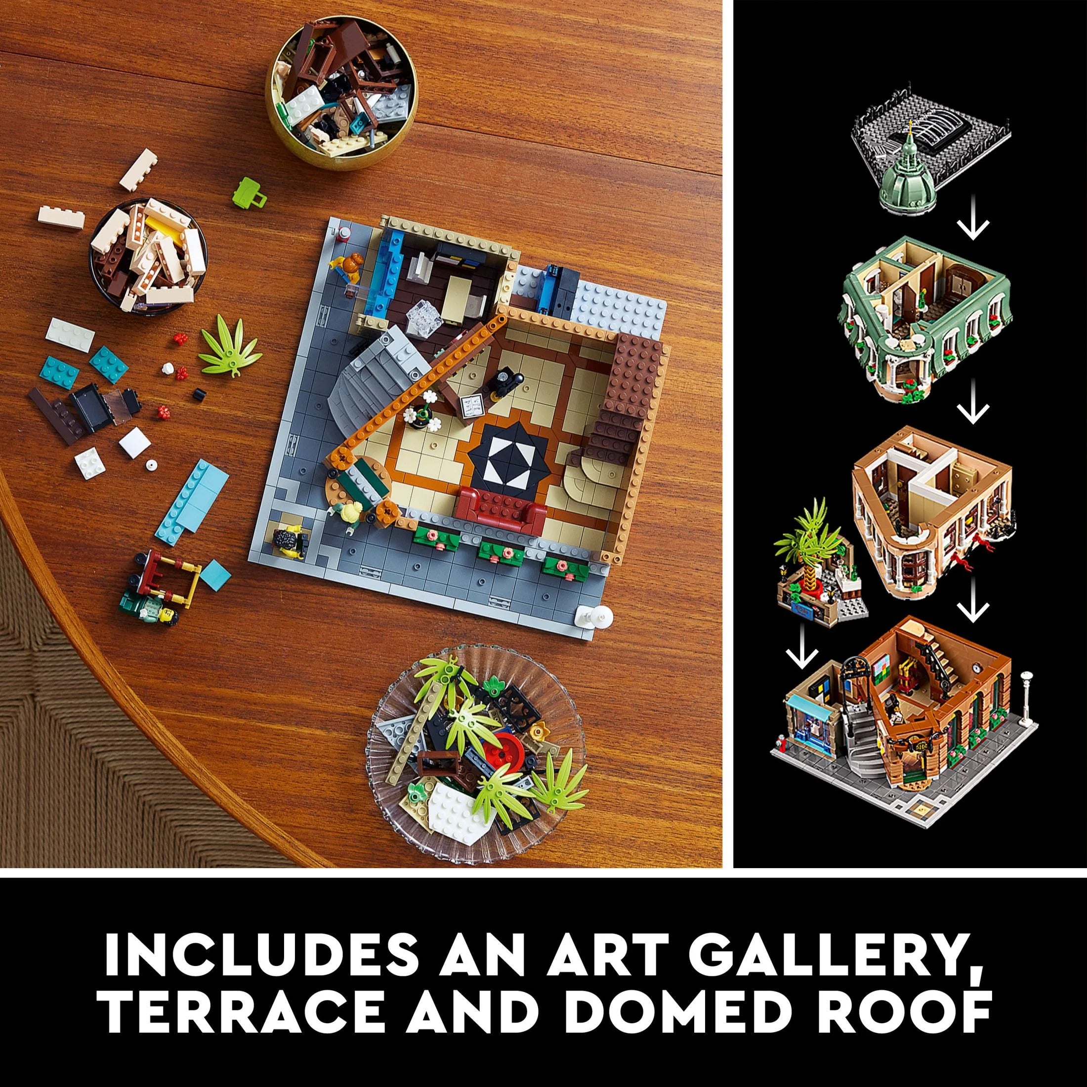 LEGO Icons Hotel Boutique 10297 – Set de Construcción Modular para Adultos, con 5 Habitaciones Detalladas Incluyendo Cuartos de Huéspedes y Galería