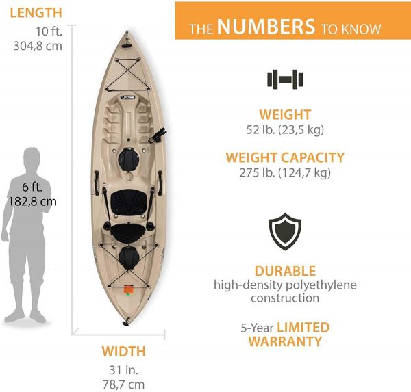 Lifetime 90806 Tamarack Angler 100 Kayak de Pesca 2 Paquetes (Remos Incluidos)