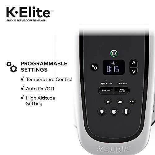 Cafetera Keurig K-Elite, para una taza, con cápsulas K-Cup, con capacidad para café helado, acabado Slate Cepillado