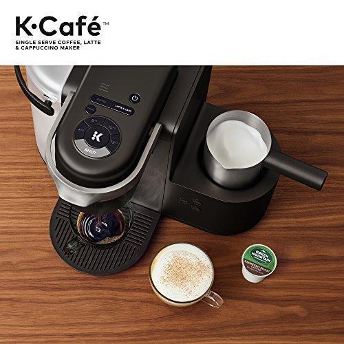 Keurig K-Cafe Cafetera de Una Taza K-Cup, para Café, Latte y Cappuccino, Incluye Espumador Apto para Lavavajillas, Capacidad para Shot de Café, Compatible con Todas las Cápsulas K-Cup, Carbón Oscuro