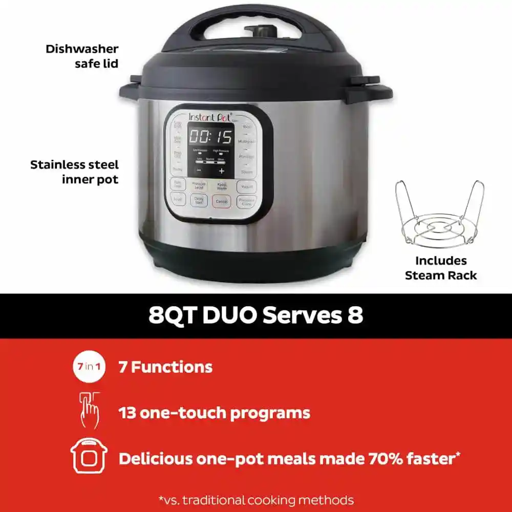 2025 Instant Pot Duo Evo Plus 5,7 L – Olla eléctrica multifunción 10 en 1 de acero inoxidable