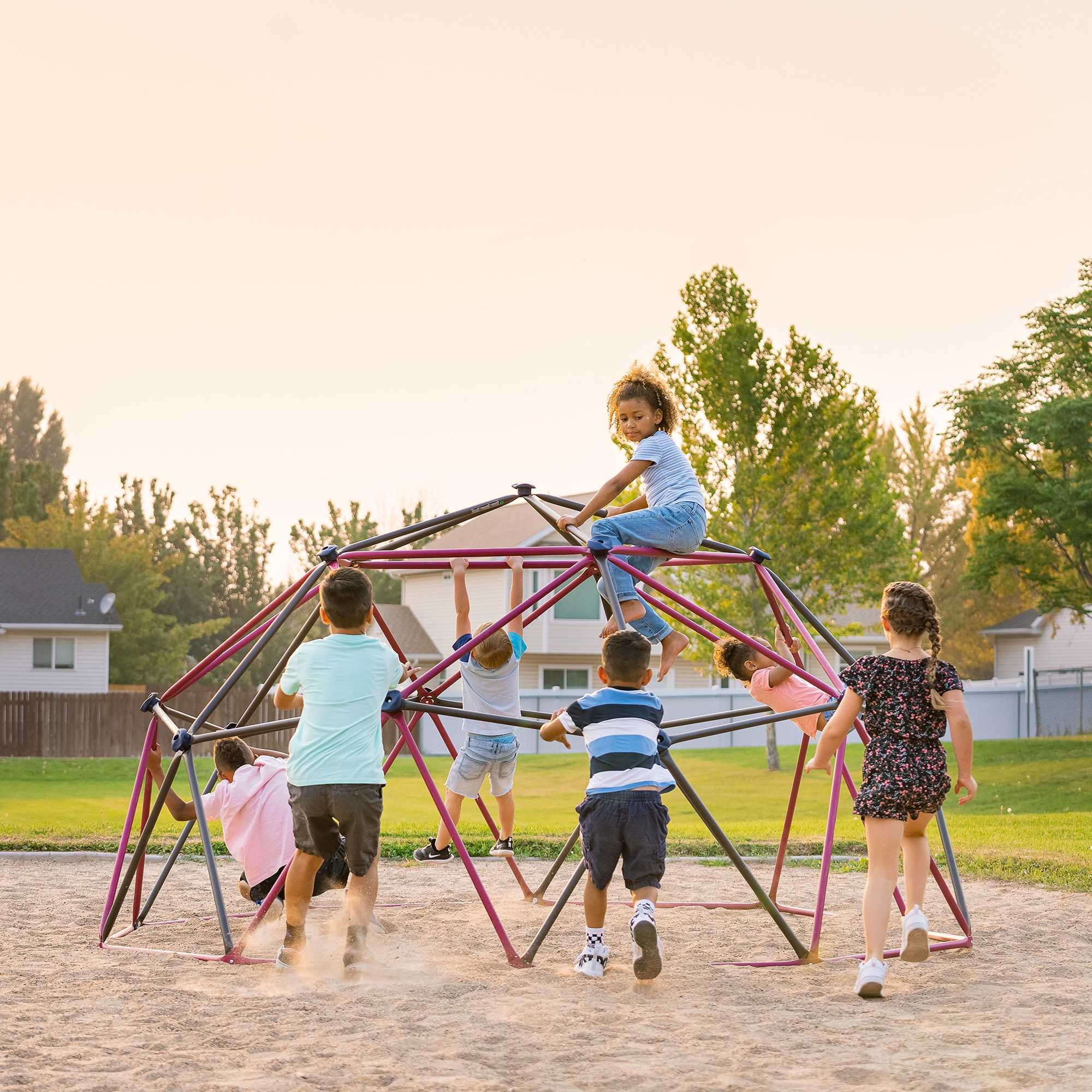 2025 Estructura de Escalada Dome para Niños de Lifetime – 5.5 ft de Alto x 11 ft de Ancho, Berry y Marrón (91088)